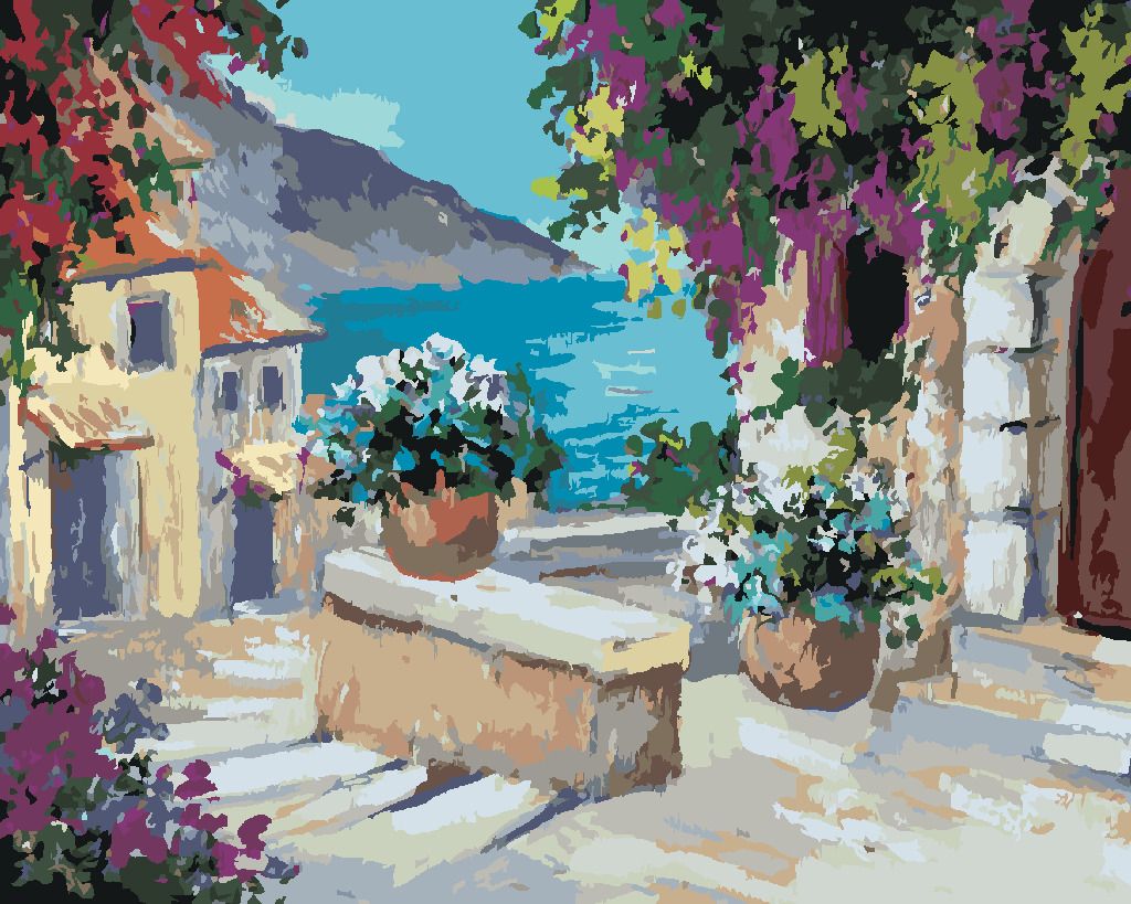 zuty Malování podle čísel - PO SCHODECH K MOŘI - Rozměr: 40x50 cm, Rámování: Varianta: bez rámu a bez vypnutí plátna - obrázek 5