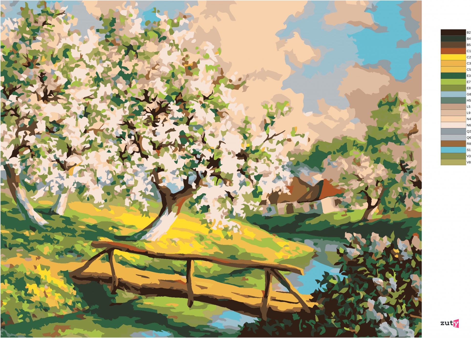 zuty Malování podle čísel - KVETOUCÍ ZAHRADY - Rozměr: 40x50 cm, Rámování: Varianta: vypnuté plátno na rám - obrázek 6