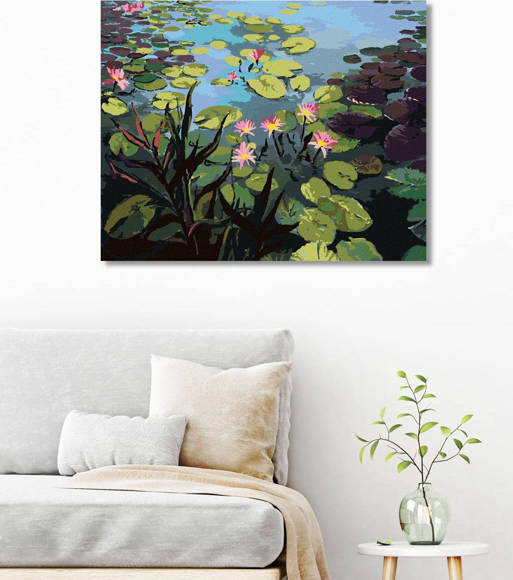 zuty Malování podle čísel - RYBNÍK S KRÁSNÝMI Lekníny - Rozměr: 40x50 cm, Rámování: Varianta: bez rámu a bez vypnutí plátna - obrázek 2