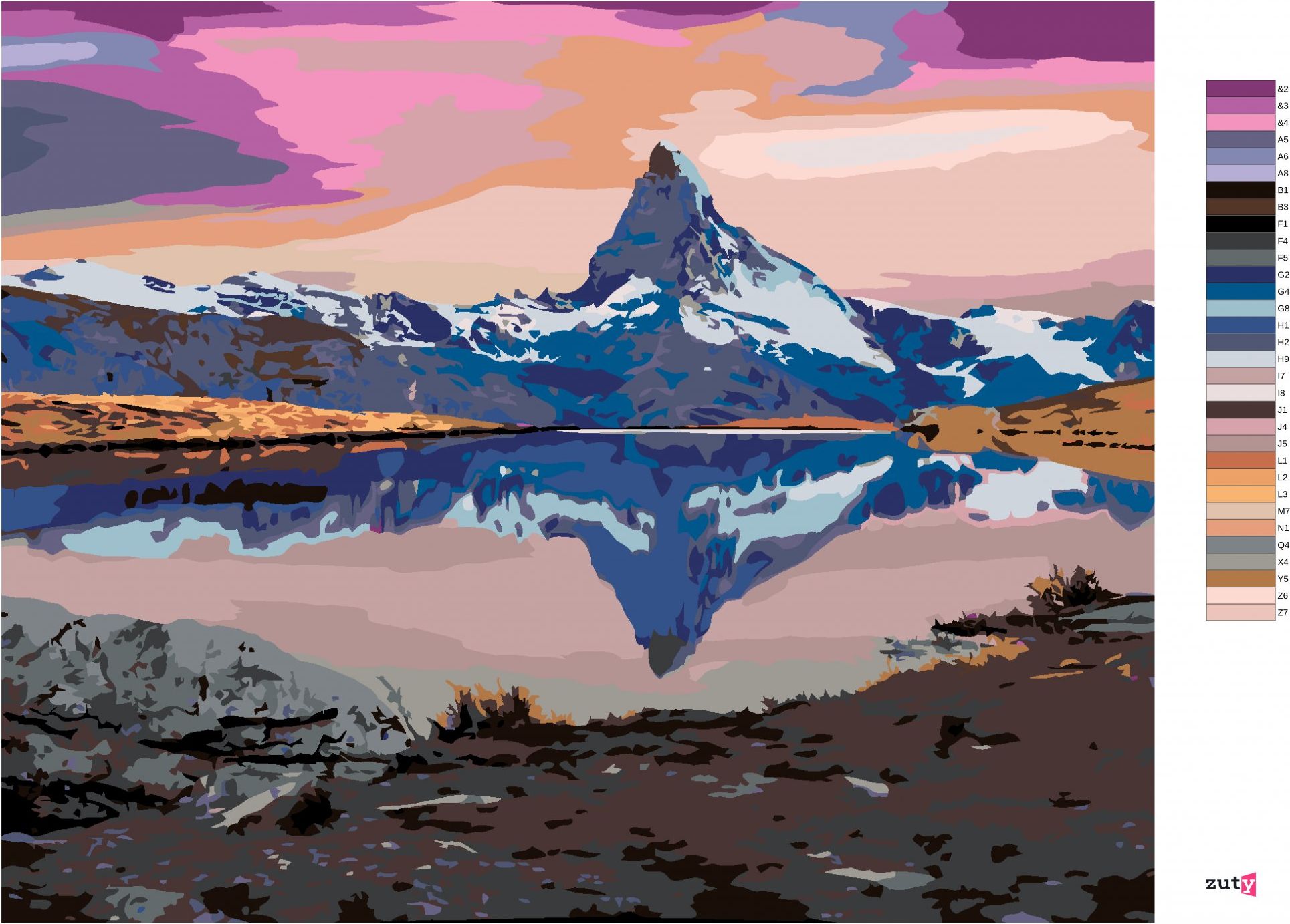 zuty Malování podle čísel - POHLED NA JEZERO STELLISEE VE ŠVÝCARSKU - Rozměr: 40x50 cm, Rámování: Varianta: bez rámu a bez vypnutí plátna - obrázek 9