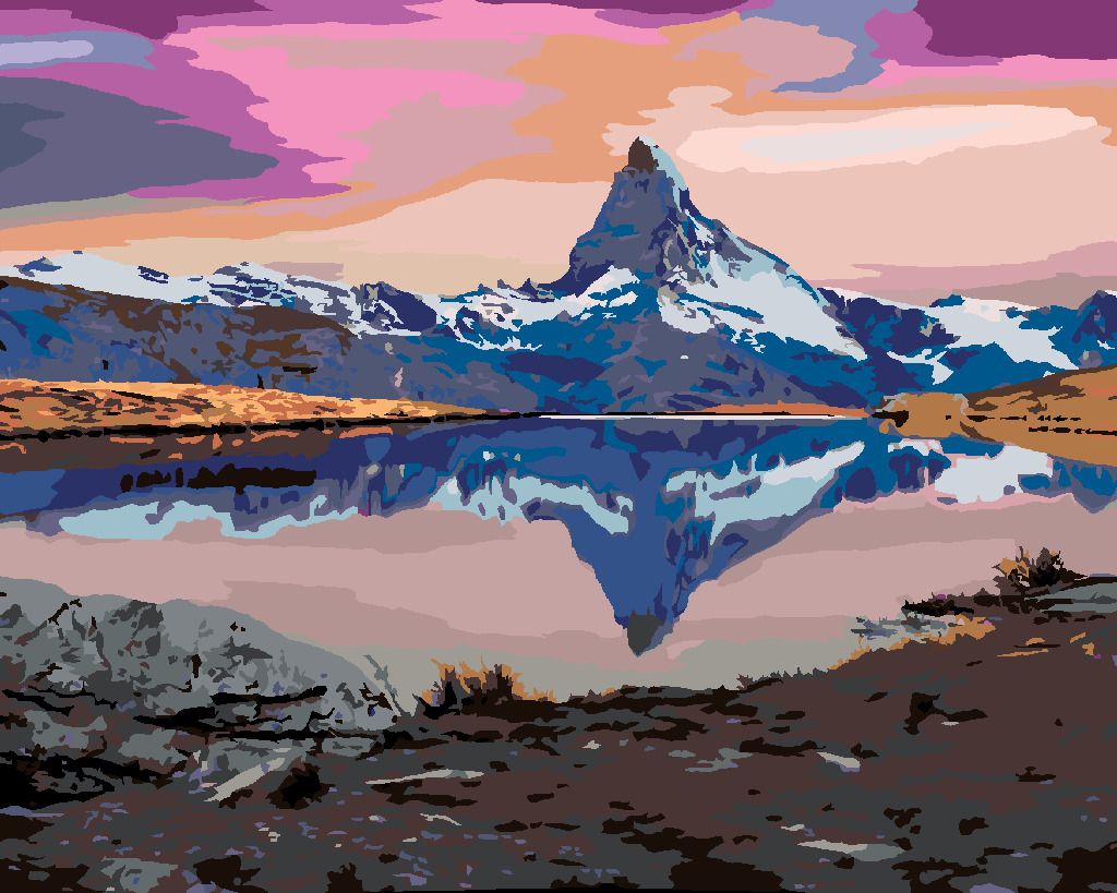 zuty Malování podle čísel - POHLED NA JEZERO STELLISEE VE ŠVÝCARSKU - Rozměr: 40x50 cm, Rámování: Varianta: vypnuté plátno na rám - obrázek 8