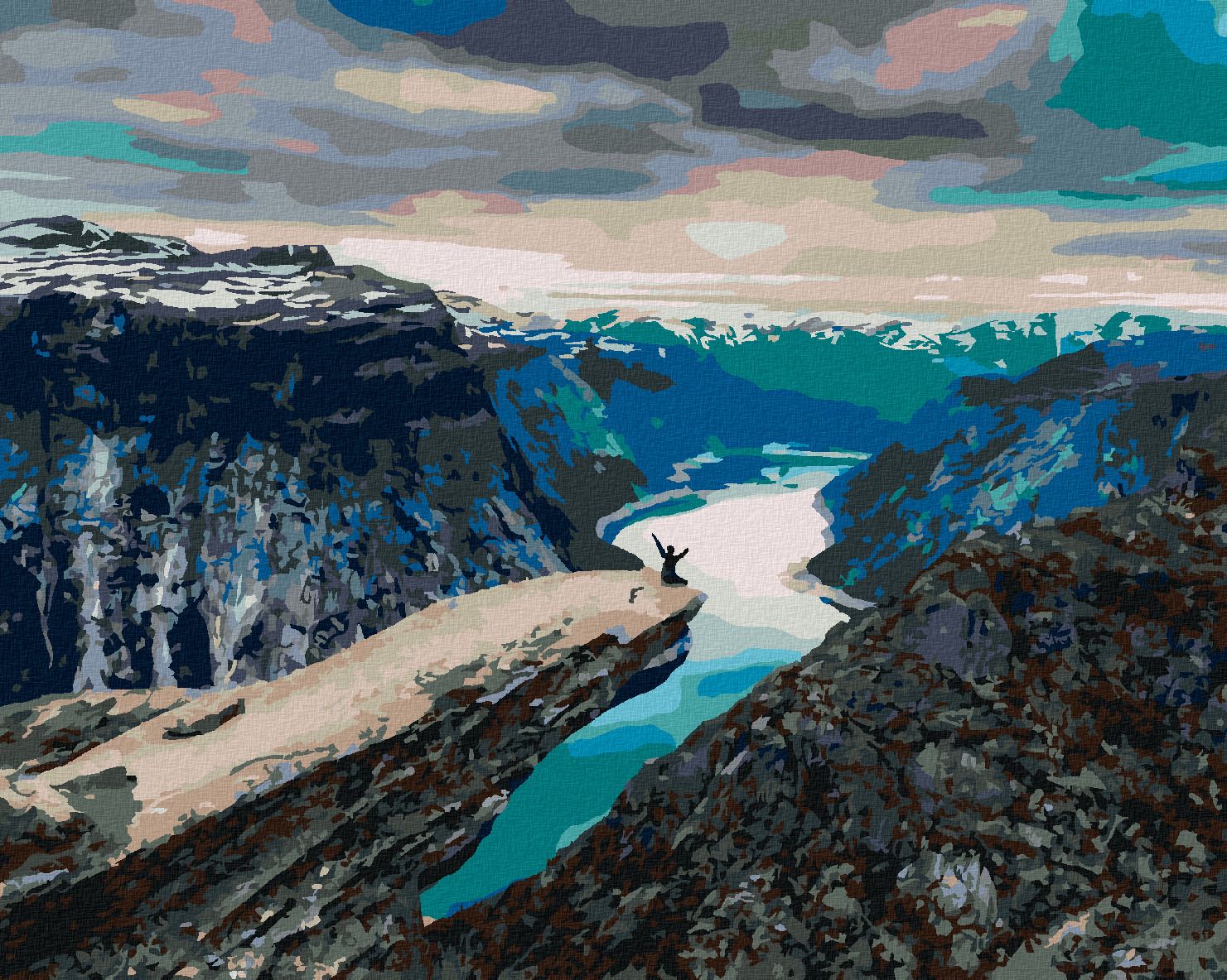 zuty Malování podle čísel - MUŽ NA HORSKÉM ÚTESU - Rozměr: 40x50 cm, Rámování: Varianta: bez rámu a bez vypnutí plátna - obrázek 1