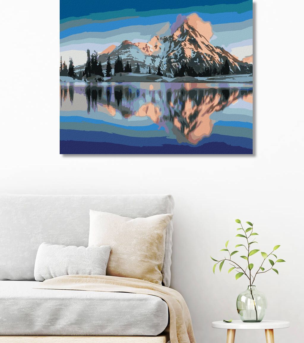 zuty Malování podle čísel - HORY ODRÁŽEJÍCÍ SE V ZELENÝCH JEZERECH - Rozměr: 40x50 cm, Rámování: Varianta: vypnuté plátno na rám - obrázek 9