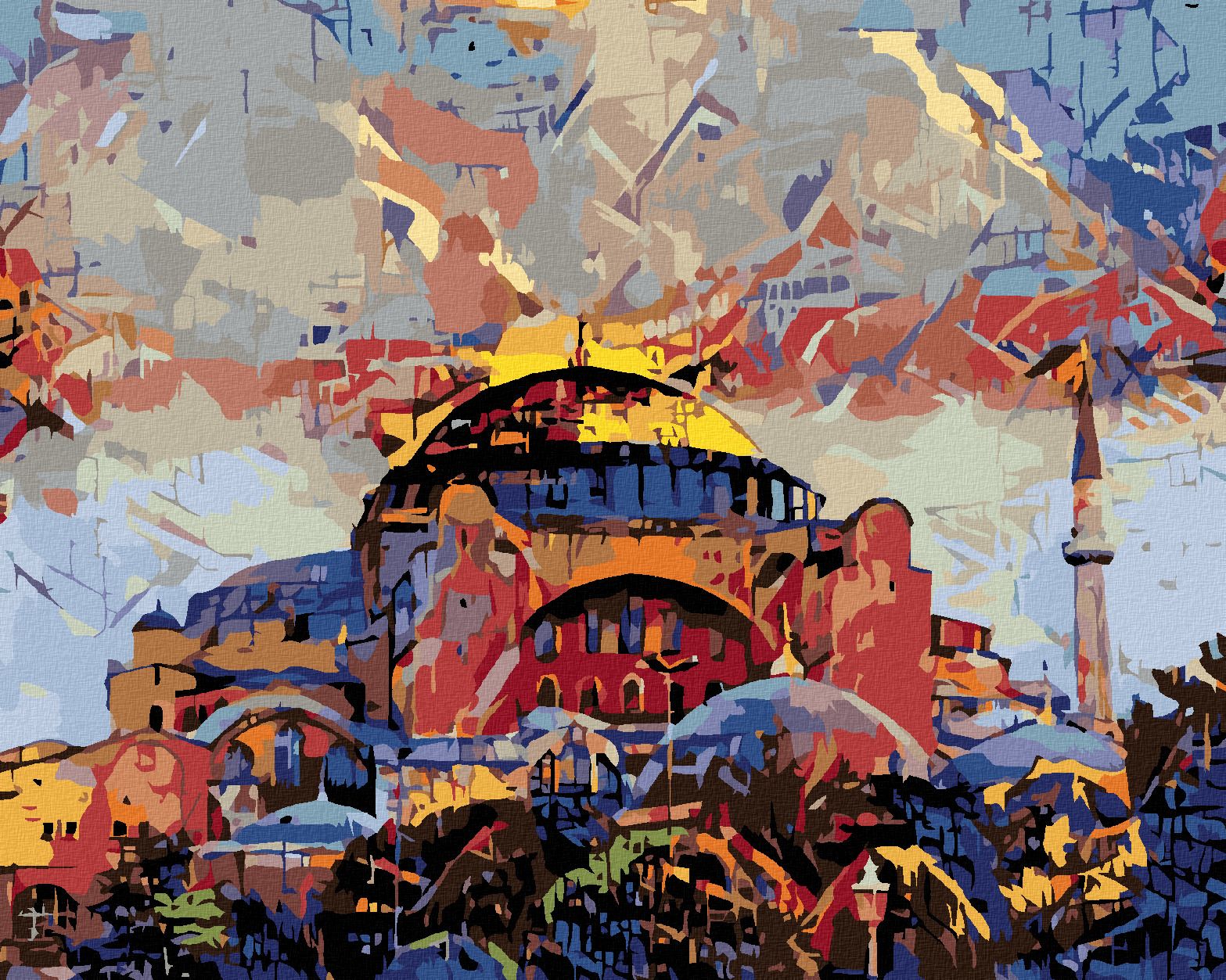 zuty Malování podle čísel - MUZEUM HAGIA SOPHIA V ISTANBULU - Rozměr: 40x50 cm, Rámování: Varianta: vypnuté plátno na rám - obrázek 1