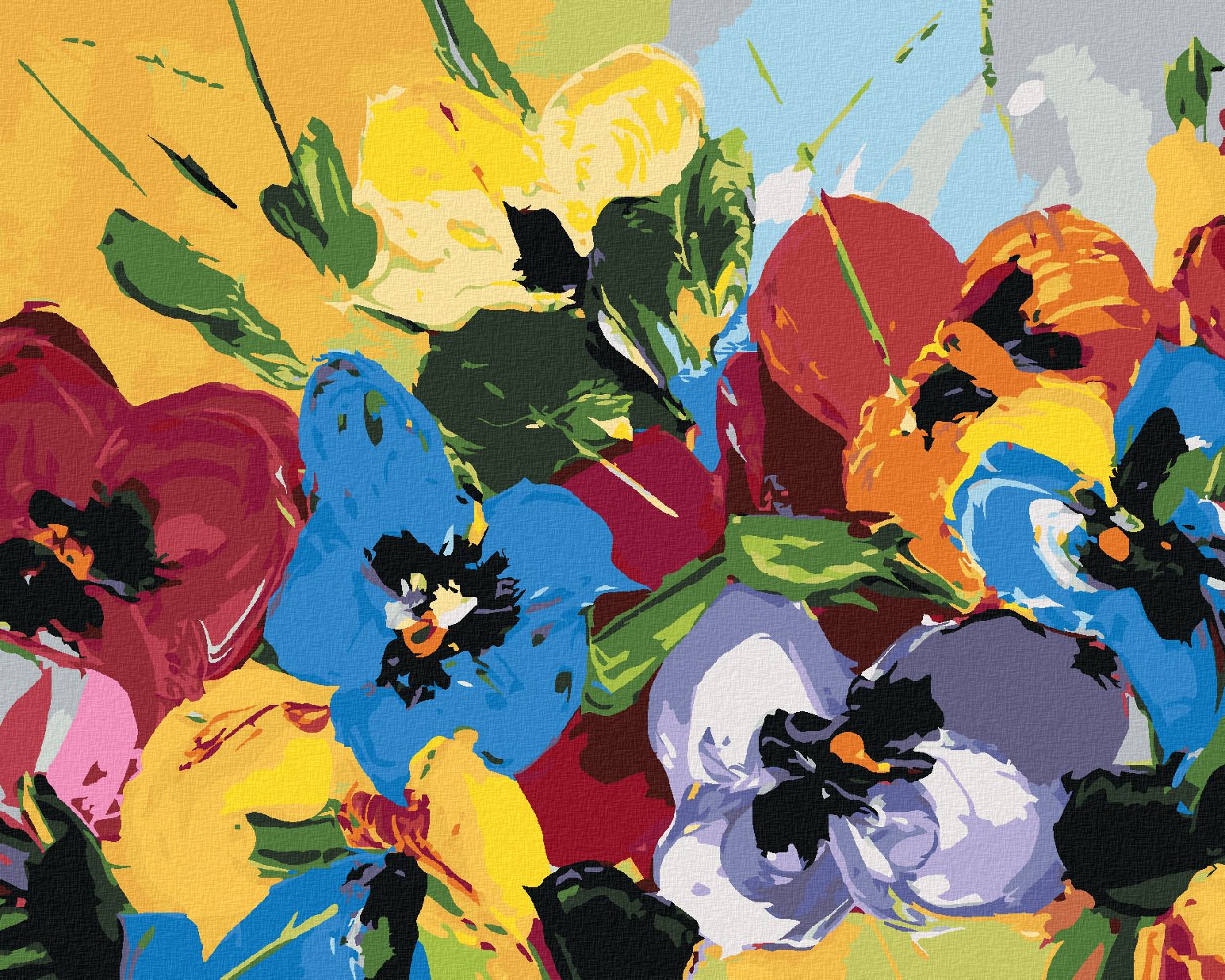 zuty Malování podle čísel - MIX BAREVNÝCH KVĚTIN - Rozměr: 40x50 cm, Rámování: Varianta: bez rámu a bez vypnutí plátna - obrázek 2