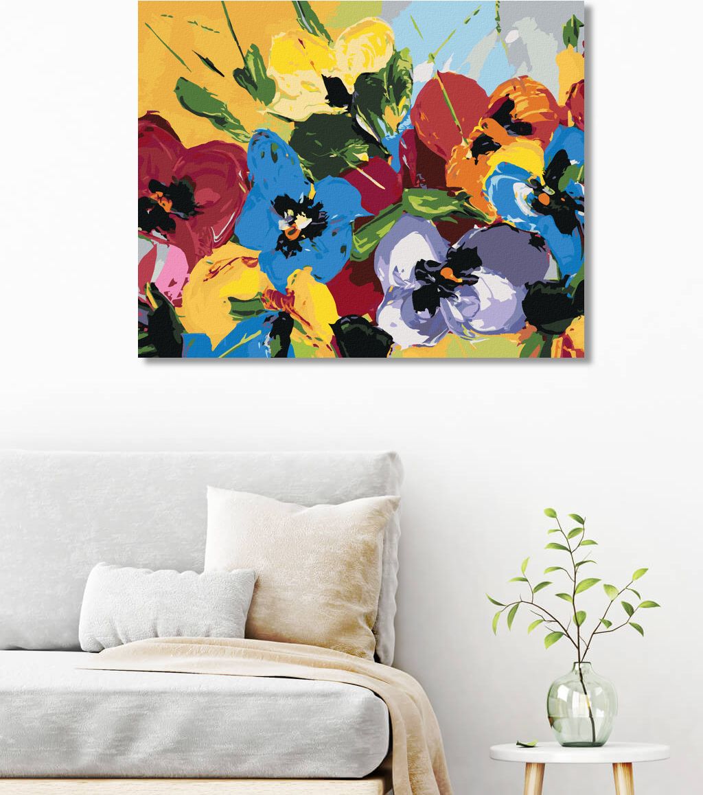 zuty Malování podle čísel - MIX BAREVNÝCH KVĚTIN - Rozměr: 40x50 cm, Rámování: Varianta: bez rámu a bez vypnutí plátna - obrázek 5
