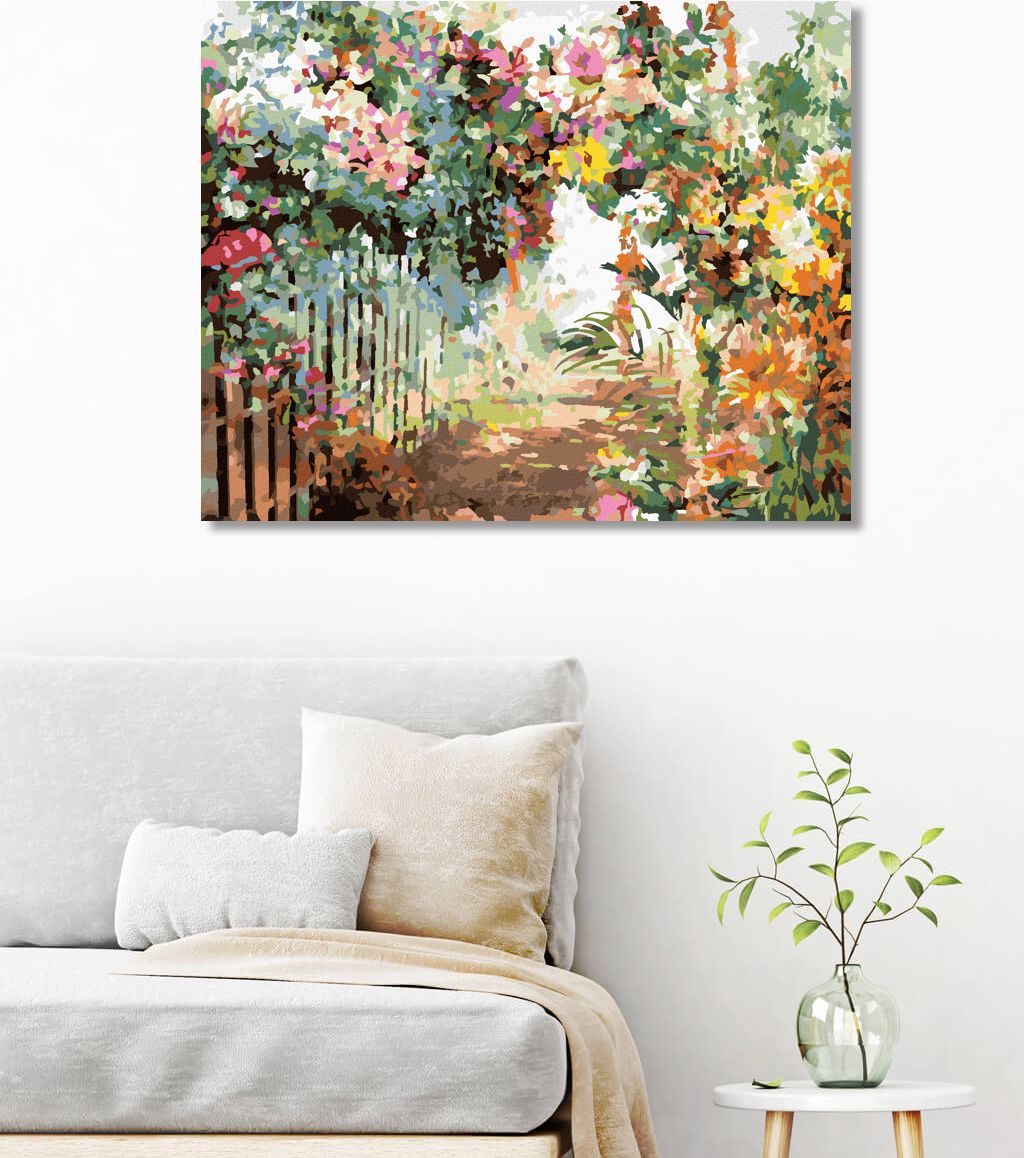 zuty Malování podle čísel - JARNÍ KVĚTINY U PLOTU - Rozměr: 40x50 cm, Rámování: Varianta: vypnuté plátno na rám - obrázek 6