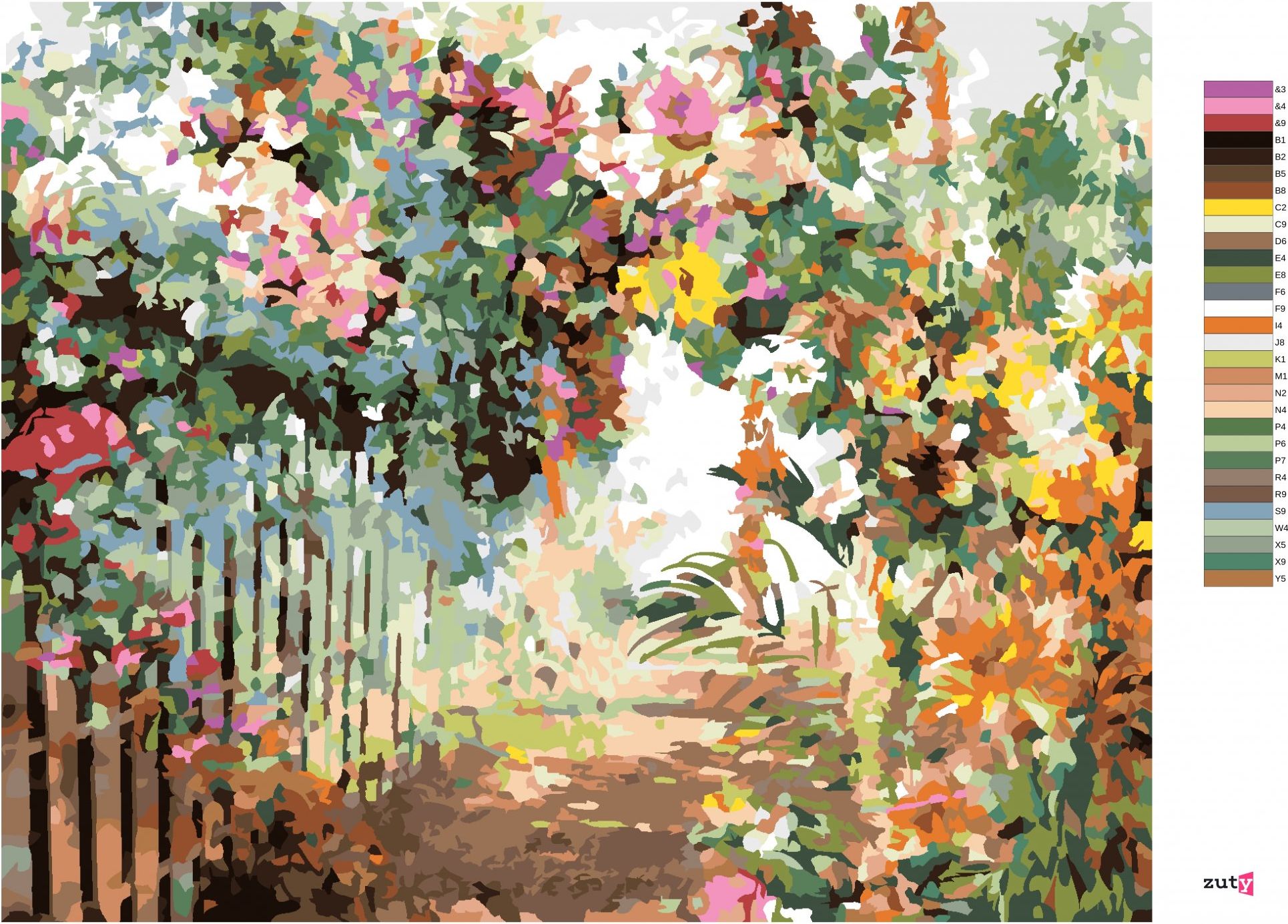 zuty Malování podle čísel - JARNÍ KVĚTINY U PLOTU - Rozměr: 40x50 cm, Rámování: Varianta: vypnuté plátno na rám - obrázek 10