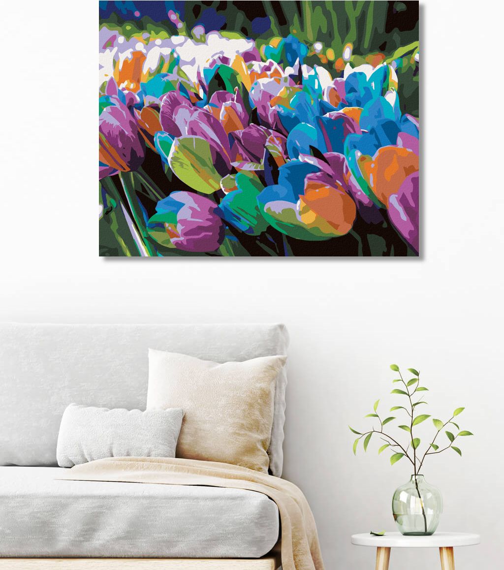 zuty Malování podle čísel - DUHOVÉ TULIPÁNY - Rozměr: 40x50 cm, Rámování: Varianta: vypnuté plátno na rám - obrázek 9