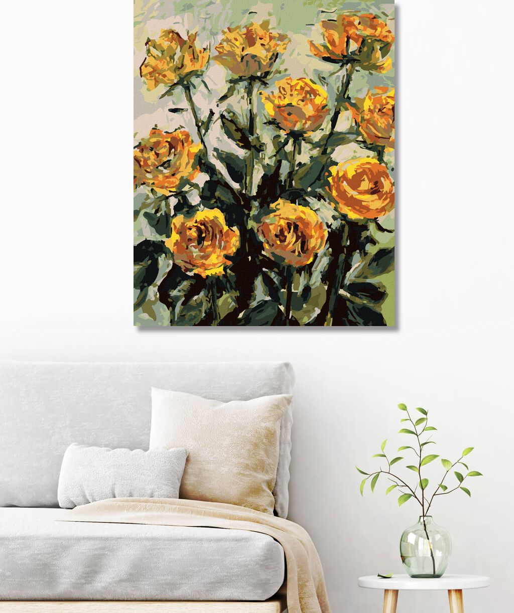 zuty Malování podle čísel - KRÁSNÉ ŽLUTÉ RŮŽE - Rozměr: 40x50 cm, Rámování: Varianta: vypnuté plátno na rám - obrázek 4