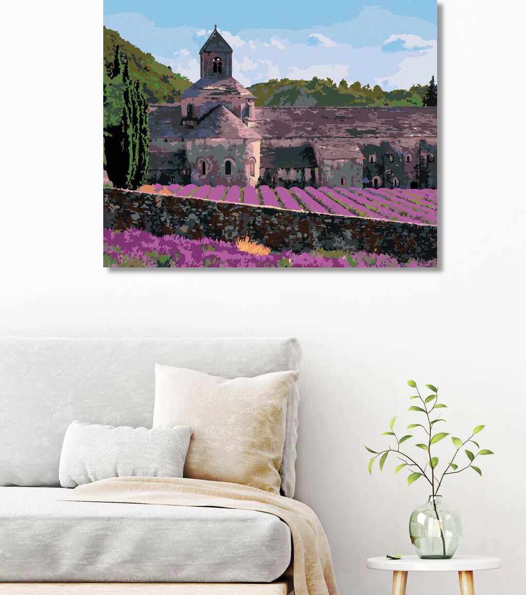 zuty Malování podle čísel - LEVANDULOVÉ POLE U KLÁŠTERU SENANQUE V PROVANCE - Rozměr: 40x50 cm, Rámování: Varianta: bez rámu a bez vypnutí plátna - obrázek 2