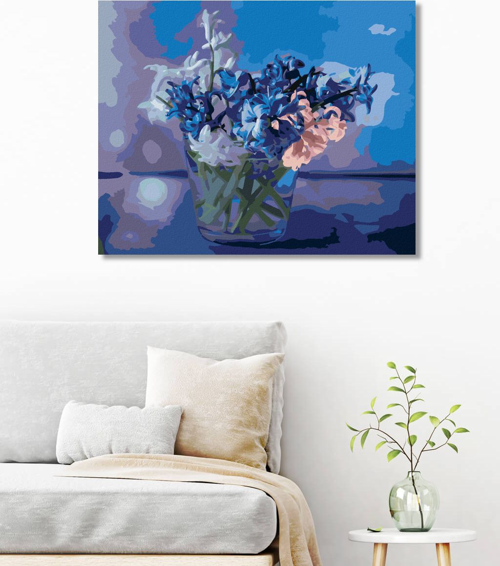 zuty Malování podle čísel - SMĚS JARNÍCH HYACINTŮ VE VÁZE - Rozměr: 40x50 cm, Rámování: Varianta: bez rámu a bez vypnutí plátna - obrázek 2