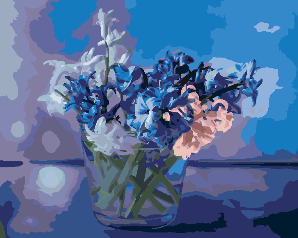 zuty Malování podle čísel - SMĚS JARNÍCH HYACINTŮ VE VÁZE - Rozměr: 40x50 cm, Rámování: Varianta: bez rámu a bez vypnutí plátna - obrázek 4
