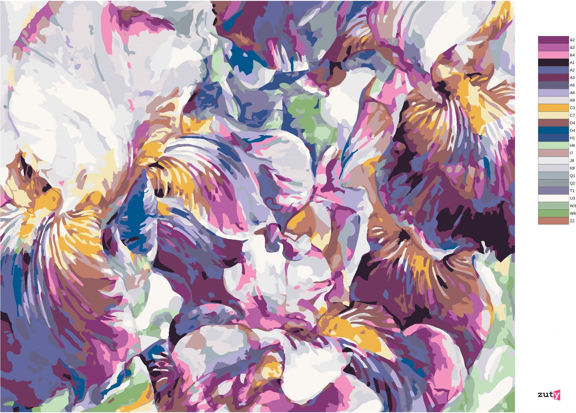 zuty Malování podle čísel - FIALOVÉ KOSATCE - Rozměr: 40x50 cm, Rámování: Varianta: vypnuté plátno na rám - obrázek 2
