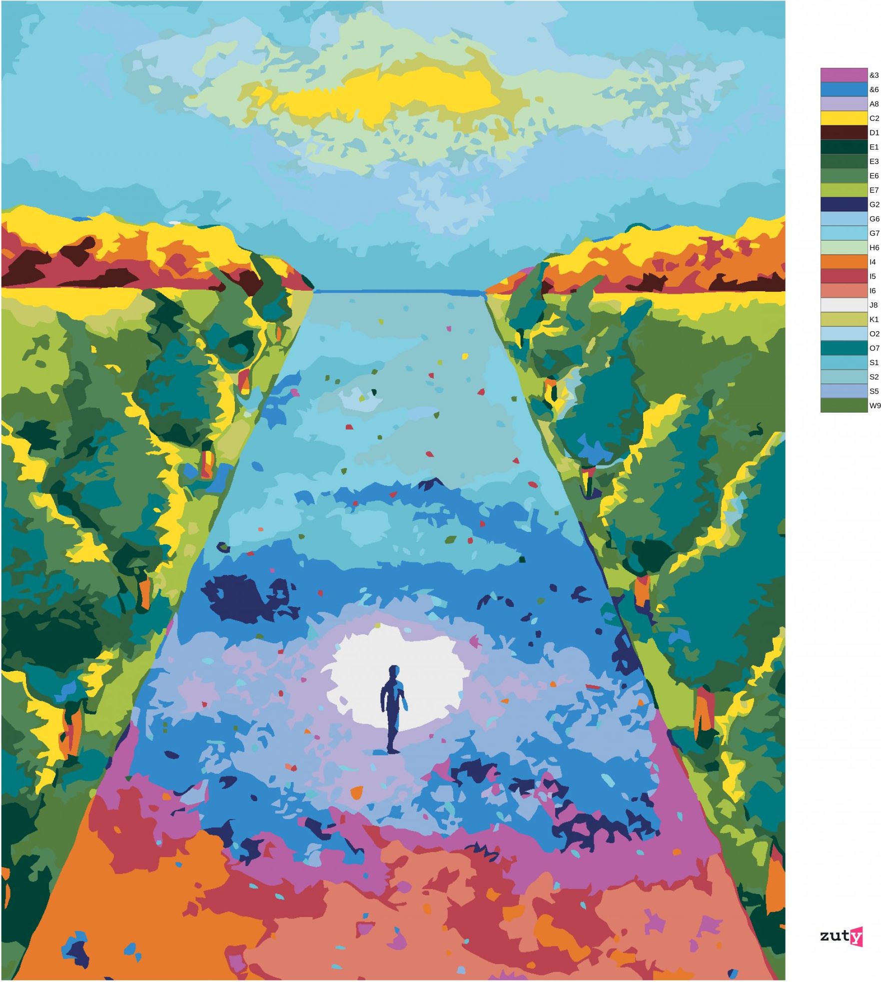 zuty Malování podle čísel - DUCHOVNÍ ABSTRAKTNÍ CESTA - Rozměr: 40x50 cm, Rámování: Varianta: bez rámu a bez vypnutí plátna - obrázek 2