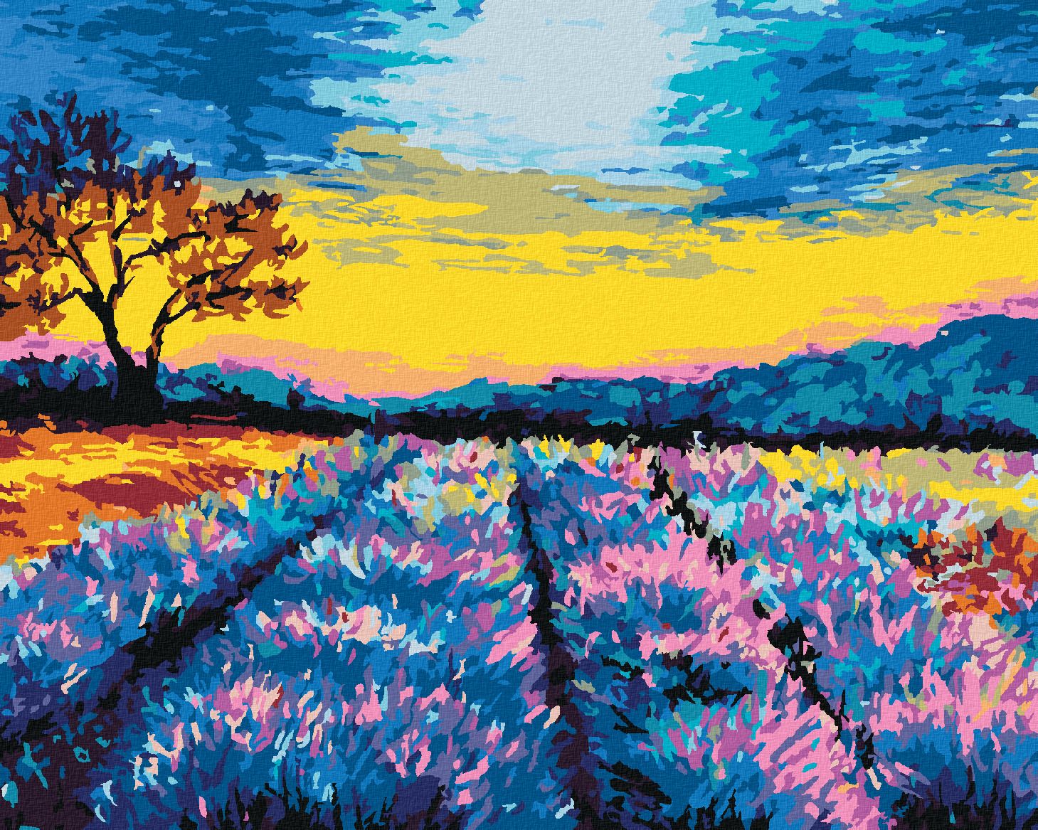 zuty Malování podle čísel - LEVANDULOVÉ POLE V PROVENCE - Rozměr: 40x50 cm, Rámování: Varianta: vypnuté plátno na rám - obrázek 1