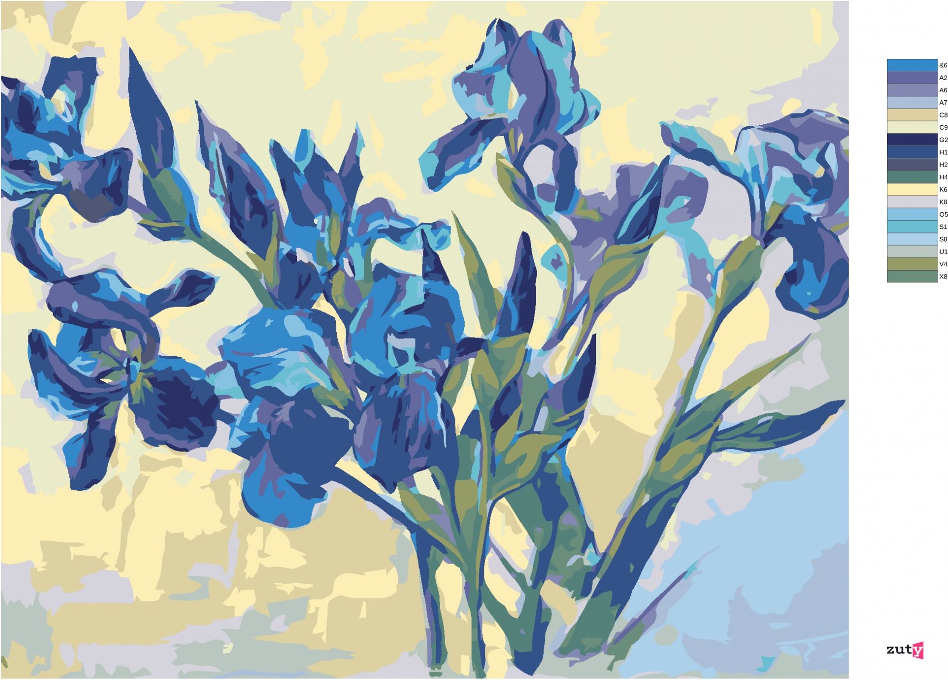 zuty Malování podle čísel - KOSATCE NA SVĚTLÉM POZADÍ - Rozměr: 40x50 cm, Rámování: Varianta: vypnuté plátno na rám - obrázek 10