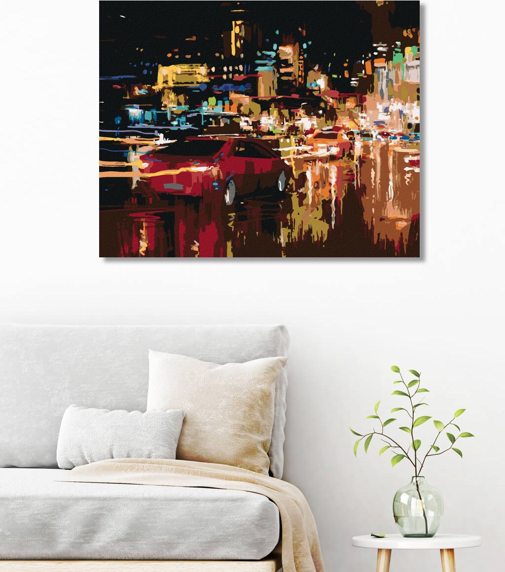 zuty Malování podle čísel - OSVĚTLENÉ NOČNÍ MĚSTO - Rozměr: 40x50 cm, Rámování: Varianta: vypnuté plátno na rám - obrázek 6