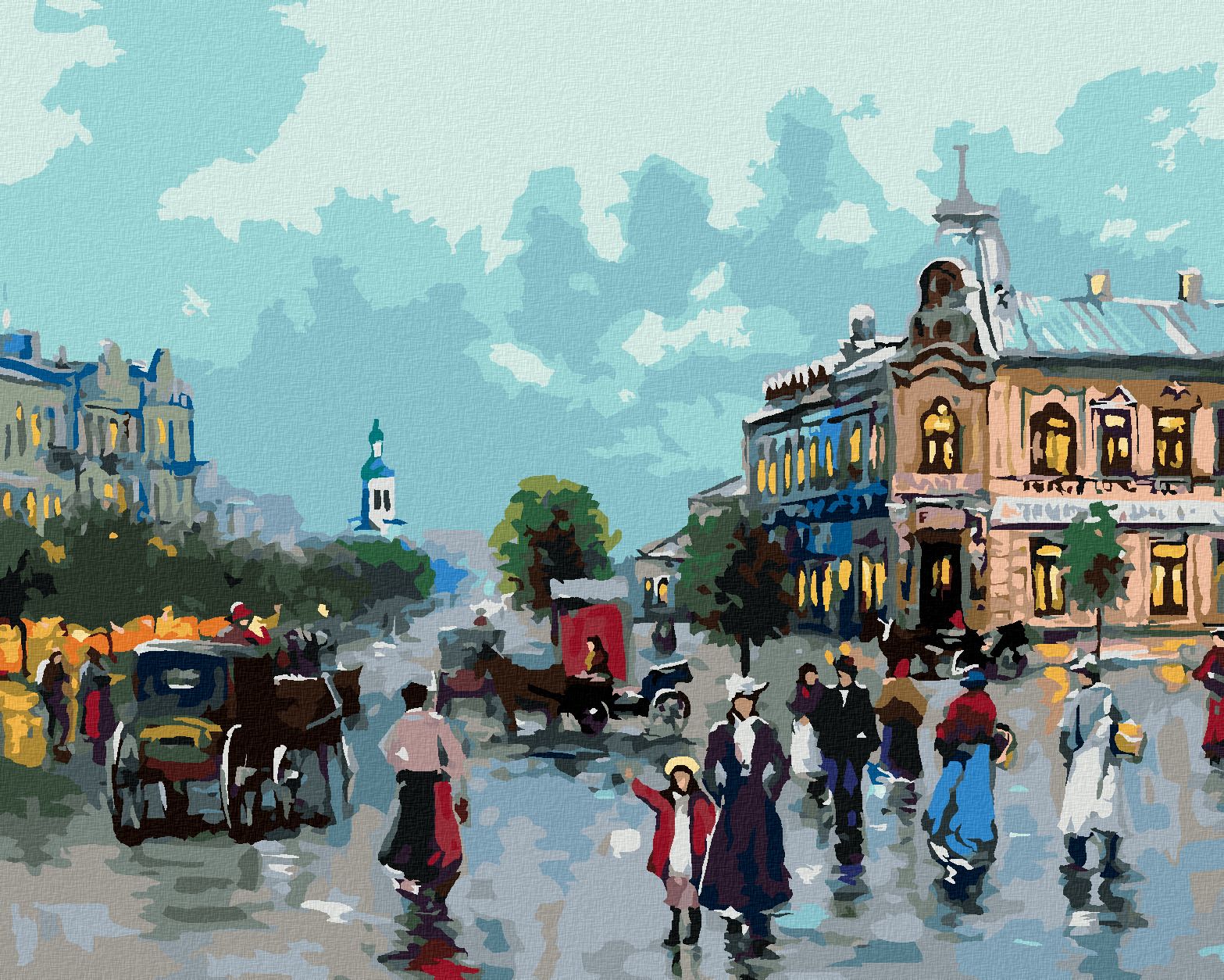 zuty Malování podle čísel - STARÉ MĚSTO - Rozměr: 40x50 cm, Rámování: Varianta: vypnuté plátno na rám - obrázek 1