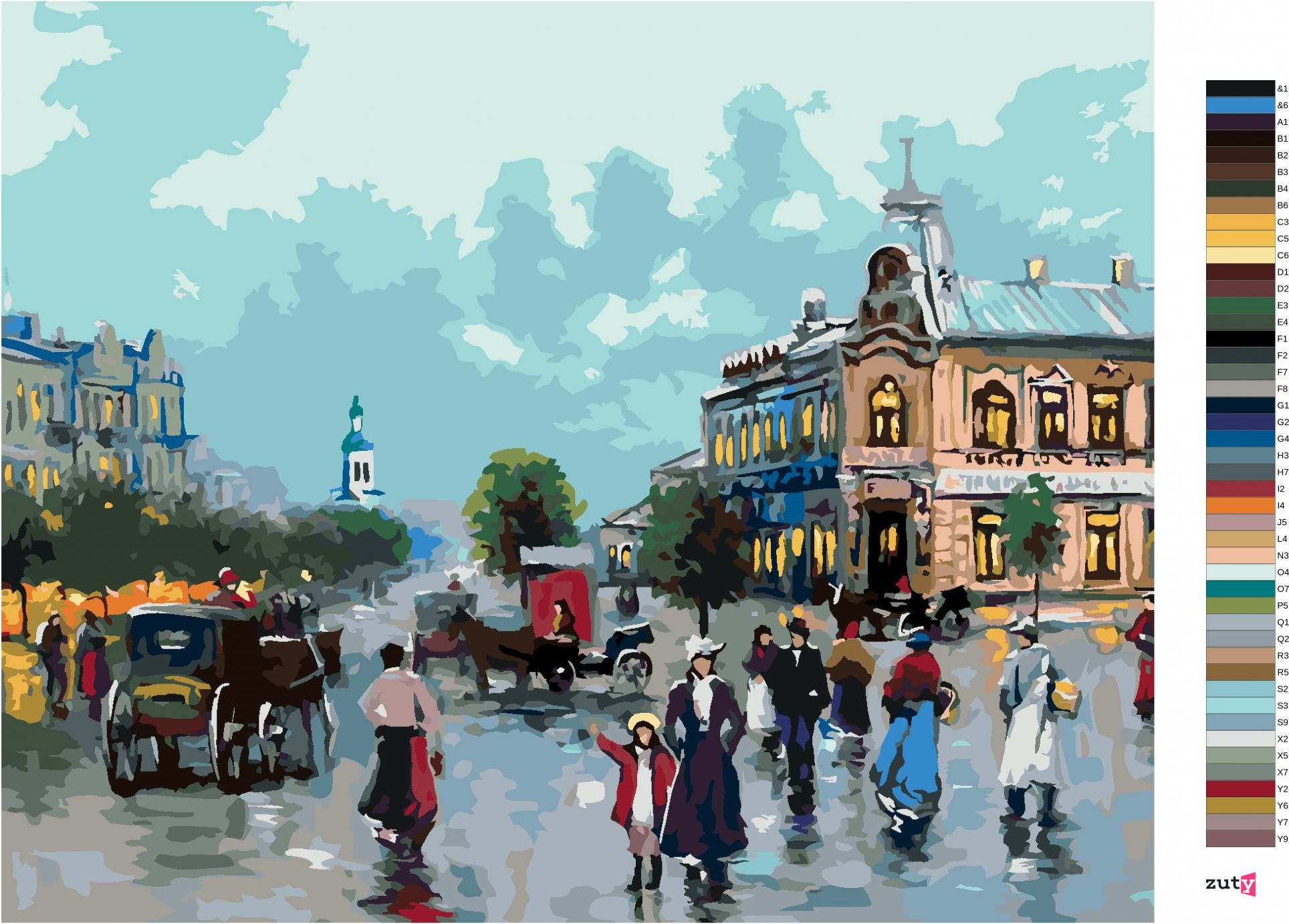 zuty Malování podle čísel - STARÉ MĚSTO - Rozměr: 40x50 cm, Rámování: Varianta: vypnuté plátno na rám - obrázek 9