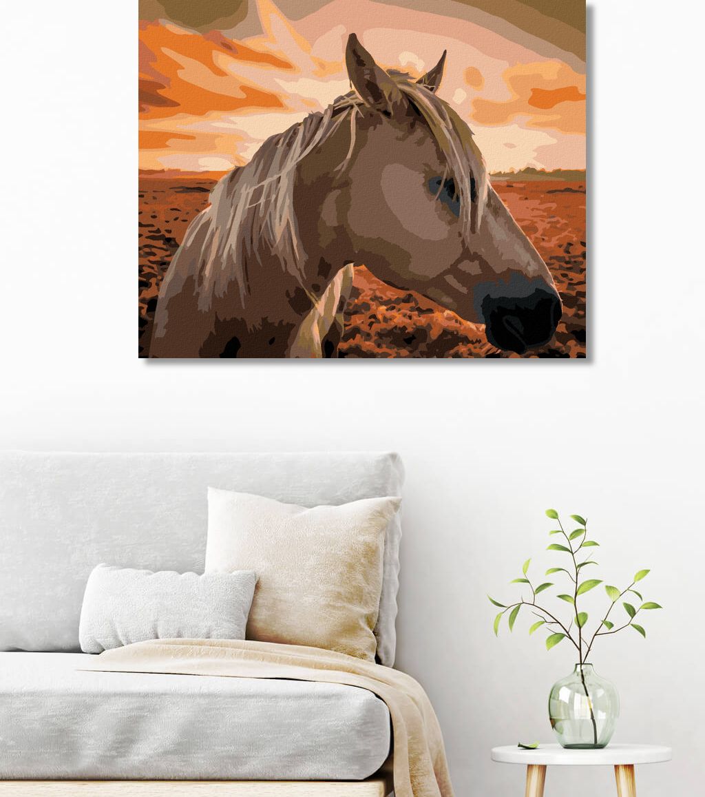 zuty Malování podle čísel - KŮŇ PŘI ZÁPADU SLUNCE - Rozměr: 40x50 cm, Rámování: Varianta: bez rámu a bez vypnutí plátna - obrázek 7