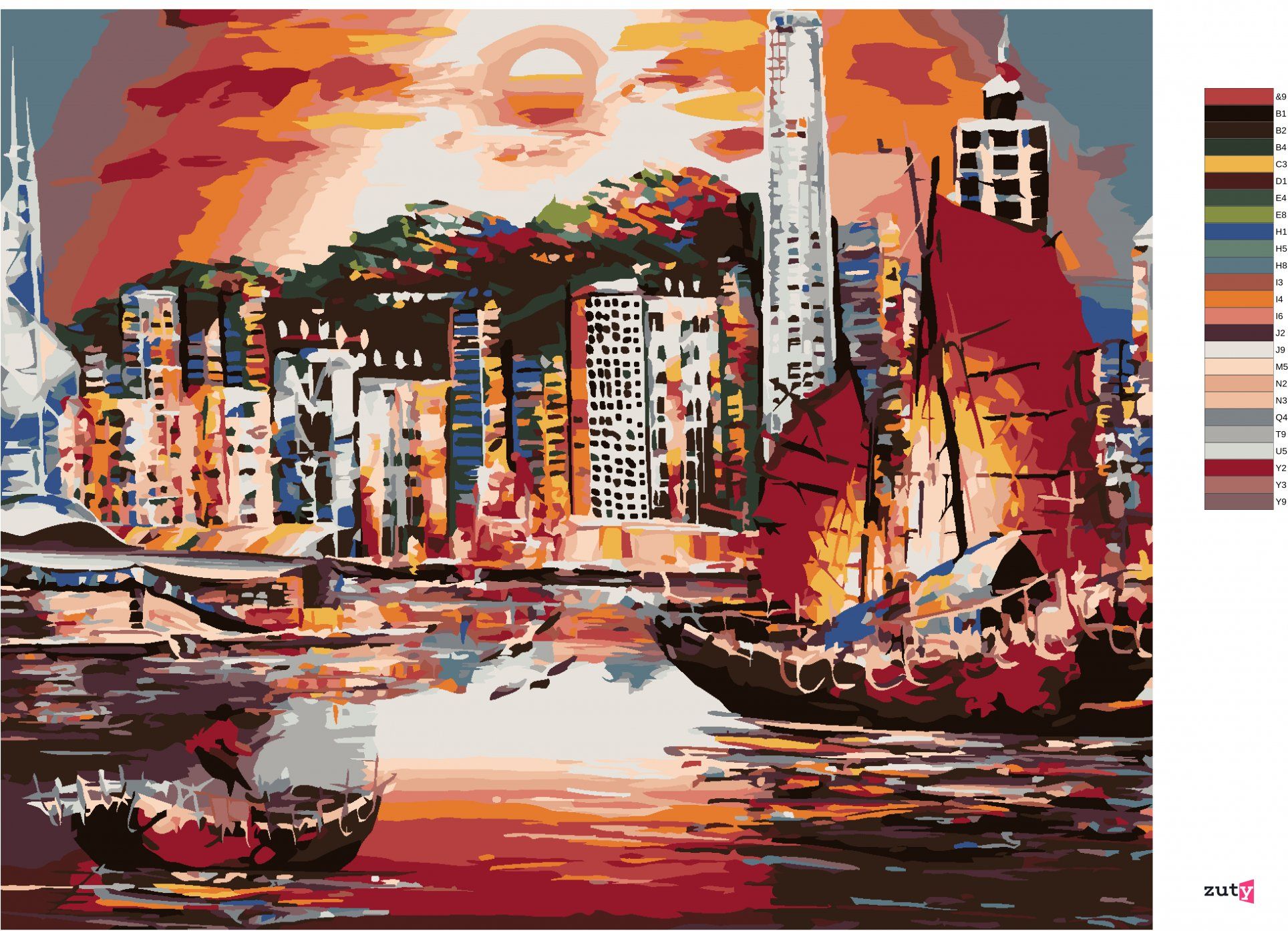zuty Malování podle čísel - HONG KONG - Rozměr: 40x50 cm, Rámování: Varianta: vypnuté plátno na rám - obrázek 5