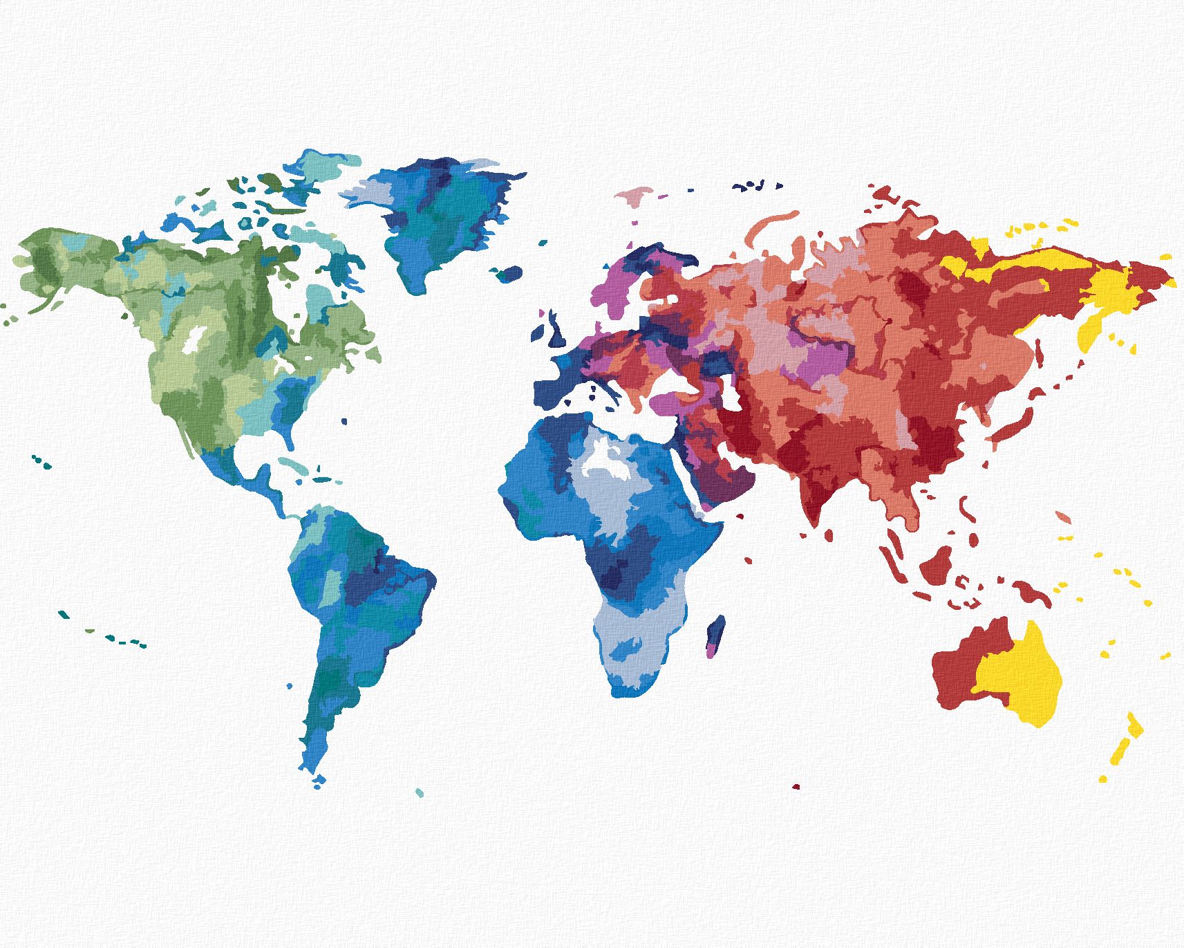 zuty Malování podle čísel - BAREVNÁ MAPA SVĚTA II - Rozměr: 40x50 cm, Rámování: Varianta: vypnuté plátno na rám - obrázek 1