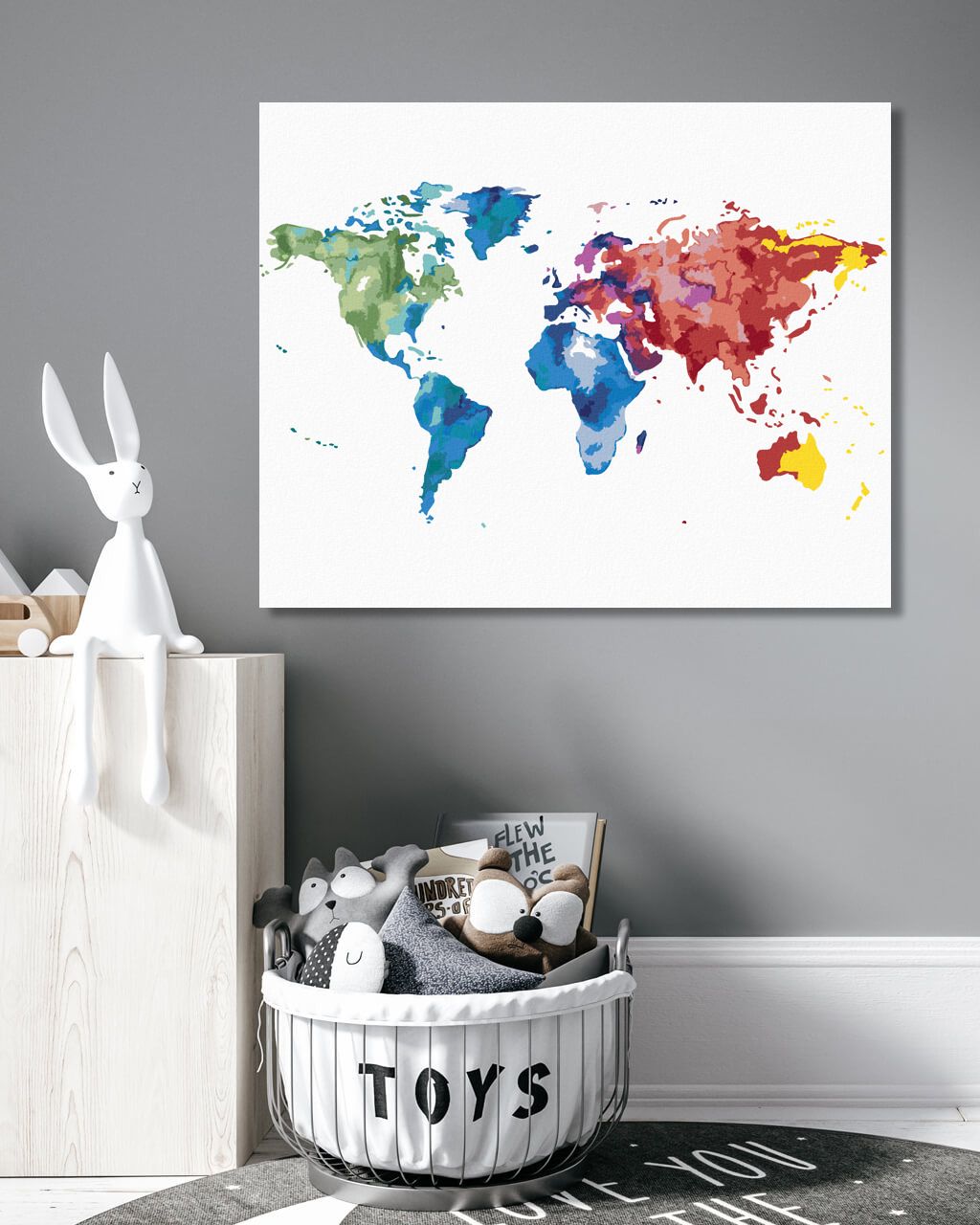 zuty Malování podle čísel - BAREVNÁ MAPA SVĚTA II - Rozměr: 40x50 cm, Rámování: Varianta: vypnuté plátno na rám - obrázek 3