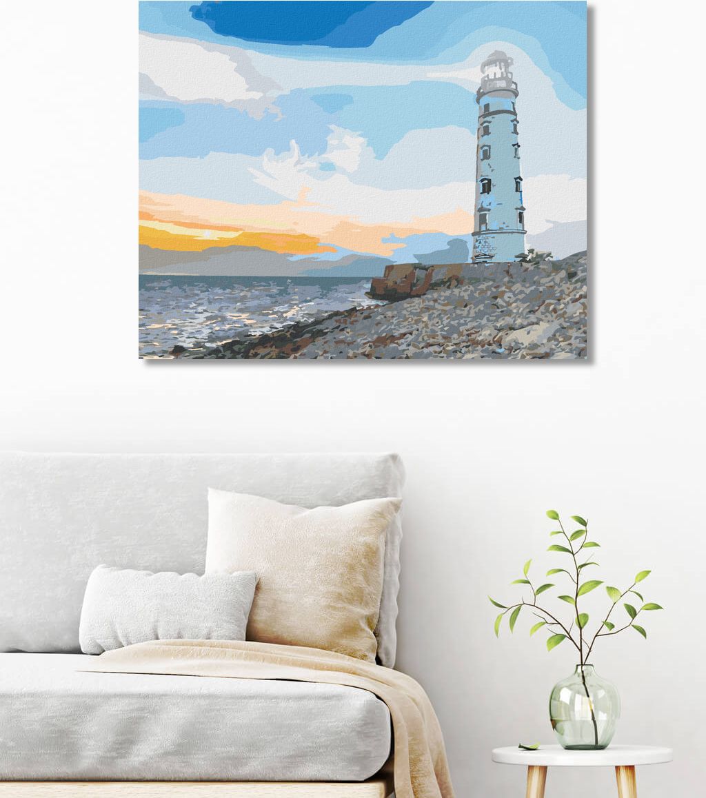 zuty Malování podle čísel - SVÍTÍCÍ MAJÁK U MOŘE - Rozměr: 40x50 cm, Rámování: Varianta: vypnuté plátno na rám - obrázek 7