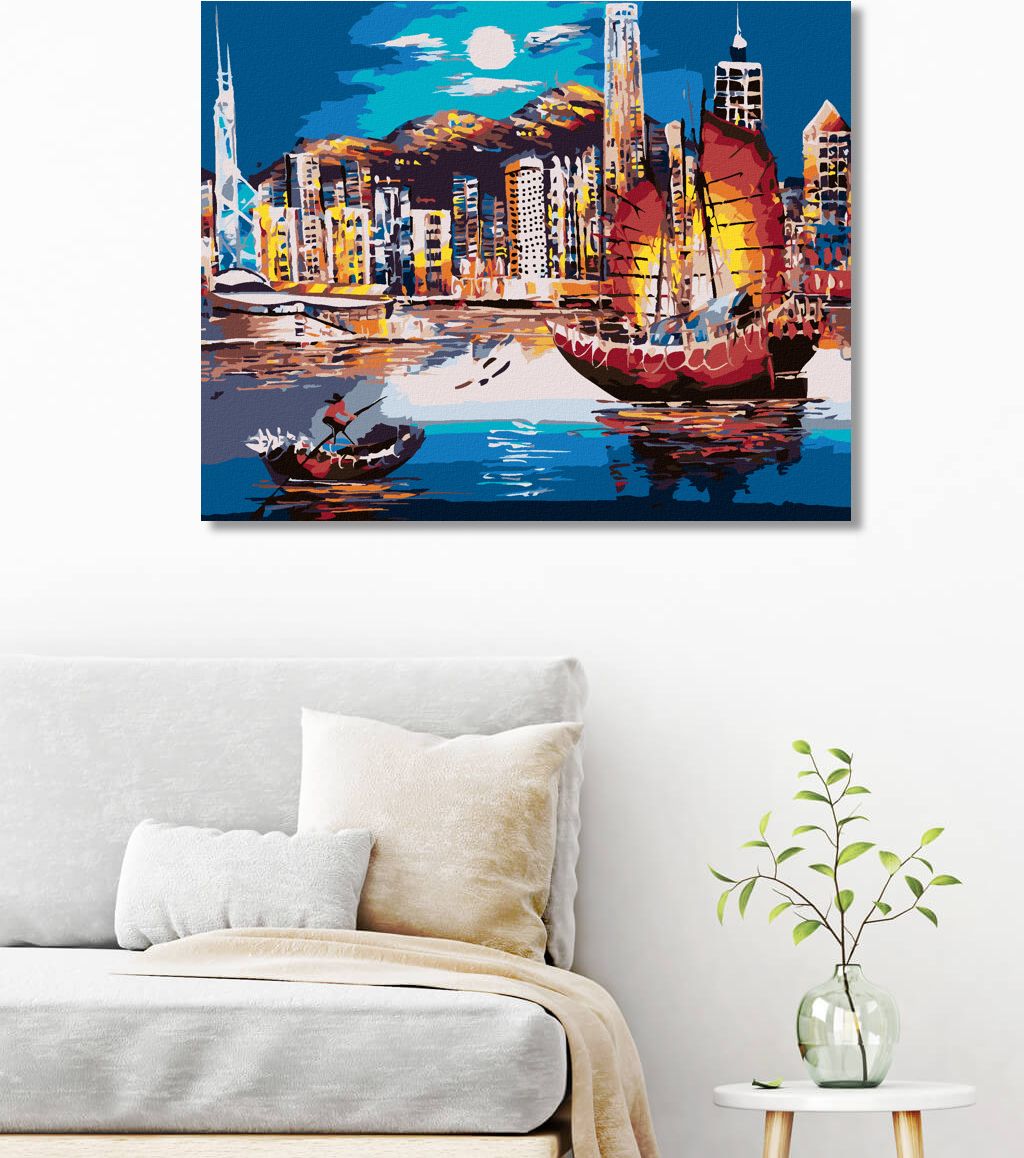 zuty Malování podle čísel - PŘÍSTAV V HONG KONGU - Rozměr: 40x50 cm, Rámování: Varianta: vypnuté plátno na rám - obrázek 8