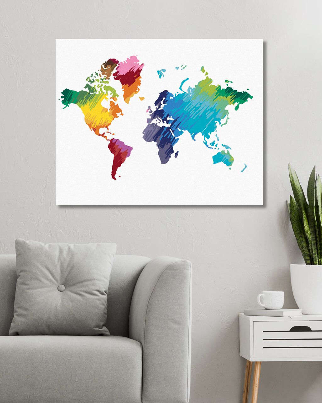 zuty Malování podle čísel - BAREVNÁ MAPA SVĚTA IV - Rozměr: 40x50 cm, Rámování: Varianta: vypnuté plátno na rám - obrázek 5