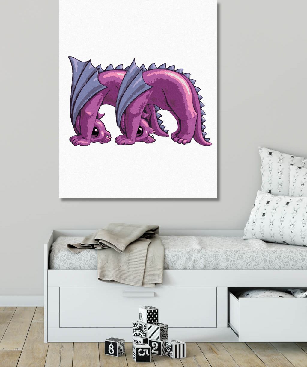 zuty Malování podle čísel - DRÁČEK VE TVARU PÍSMENKA M (SUE ELLEN BROWN) - Rozměr: 40x50 cm, Rámování: Varianta: bez rámu a bez vypnutí plátna - obrázek 5