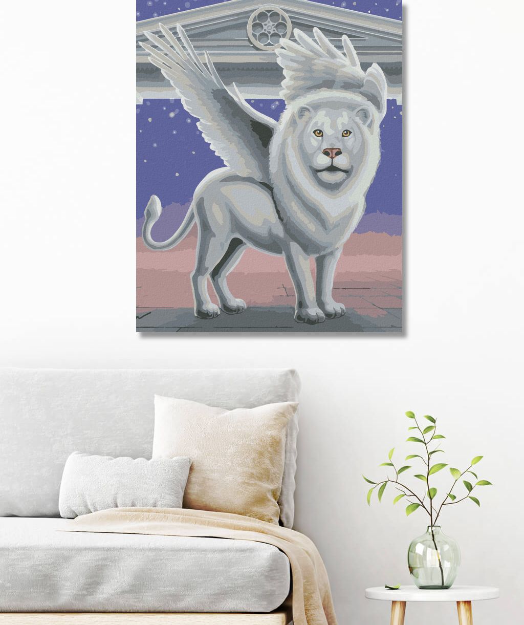 zuty Malování podle čísel - OKŘÍDLENÝ LEV STRÁŽCE (SUE ELLEN BROWN) - Rozměr: 40x50 cm, Rámování: Varianta: vypnuté plátno na rám - obrázek 6