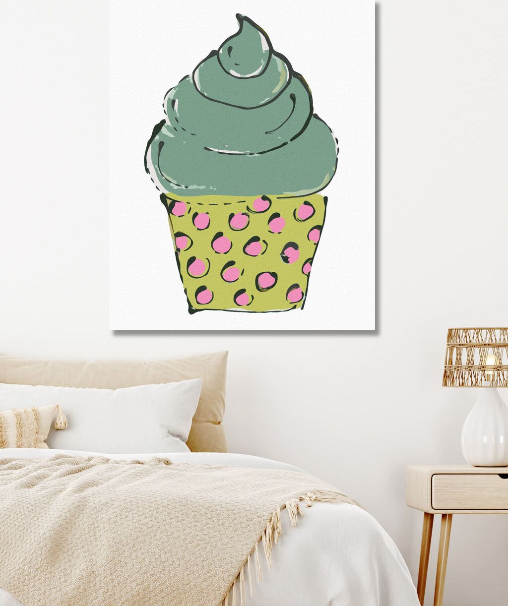 zuty Malování podle čísel - ZELENÝ CUPCAKE (HALEY BUSH) - Rozměr: 40x50 cm, Rámování: Varianta: bez rámu a bez vypnutí plátna - obrázek 2