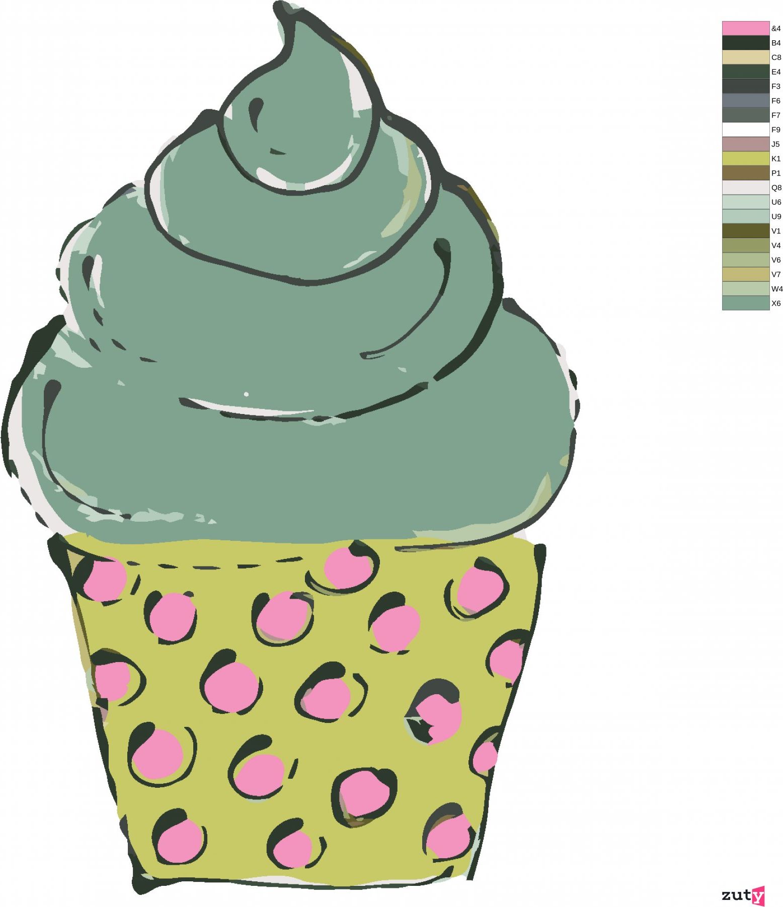 zuty Malování podle čísel - ZELENÝ CUPCAKE (HALEY BUSH) - Rozměr: 40x50 cm, Rámování: Varianta: bez rámu a bez vypnutí plátna - obrázek 7