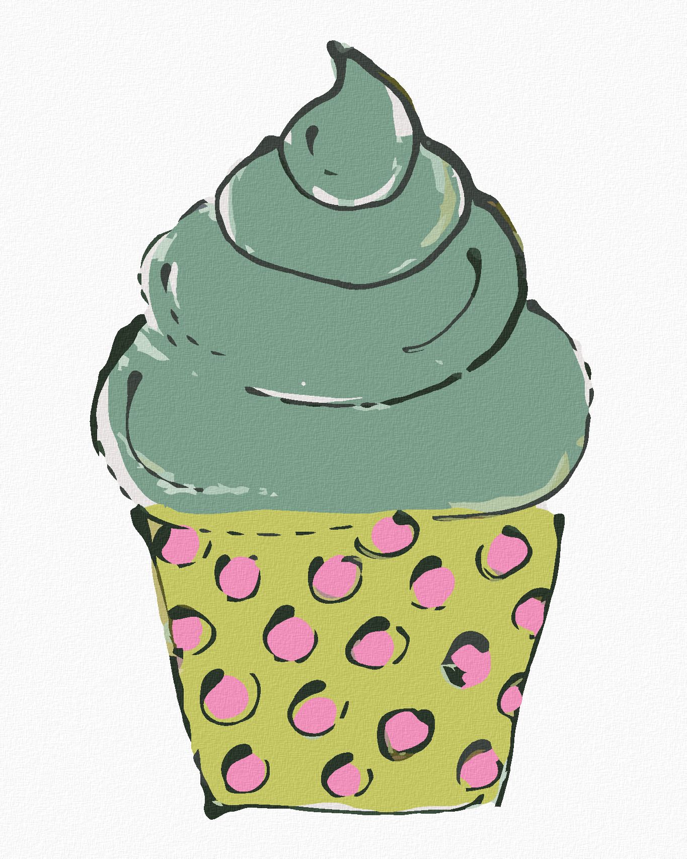 zuty Malování podle čísel - ZELENÝ CUPCAKE (HALEY BUSH) - Rozměr: 40x50 cm, Rámování: Varianta: vypnuté plátno na rám - obrázek 1
