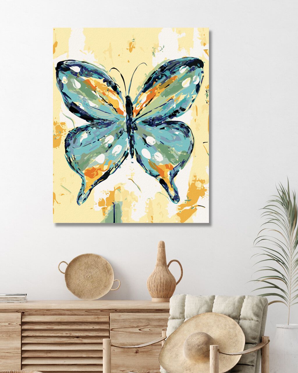 zuty Malování podle čísel - MODROORANŽOVÝ MOTÝL (HALEY BUSH) - Rozměr: 40x50 cm, Rámování: Varianta: bez rámu a bez vypnutí plátna - obrázek 2