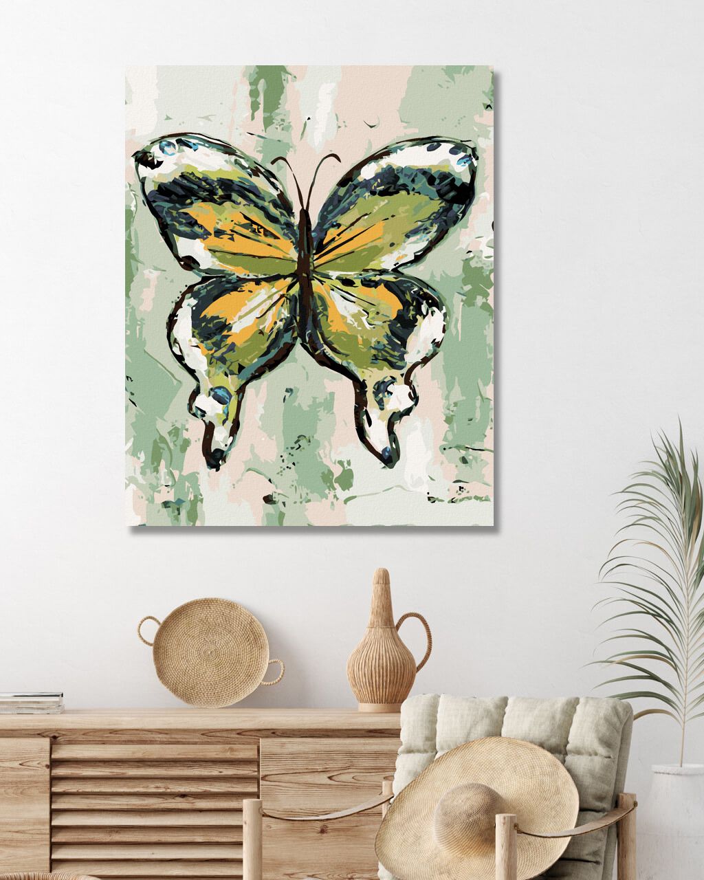 zuty Malování podle čísel - ZELENOŽLUTÝ MOTÝL (HALEY BUSH) - Rozměr: 40x50 cm, Rámování: Varianta: bez rámu a bez vypnutí plátna - obrázek 4
