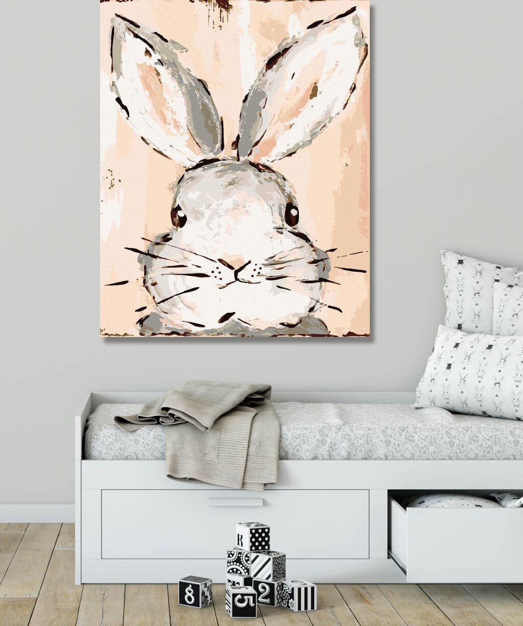 zuty Malování podle čísel - KRÁLÍK RŮŽOVÉ POZADÍ HALEY BUSH) - Rozměr: 40x50 cm, Rámování: Varianta: vypnuté plátno na rám - obrázek 10