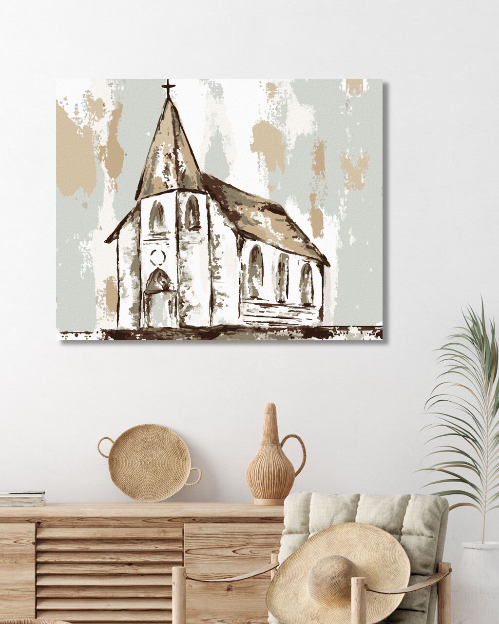zuty Malování podle čísel - ABSTRAKTNÍ KOSTEL (HALEY BUSH) - Rozměr: 40x50 cm, Rámování: Varianta: vypnuté plátno na rám - obrázek 3