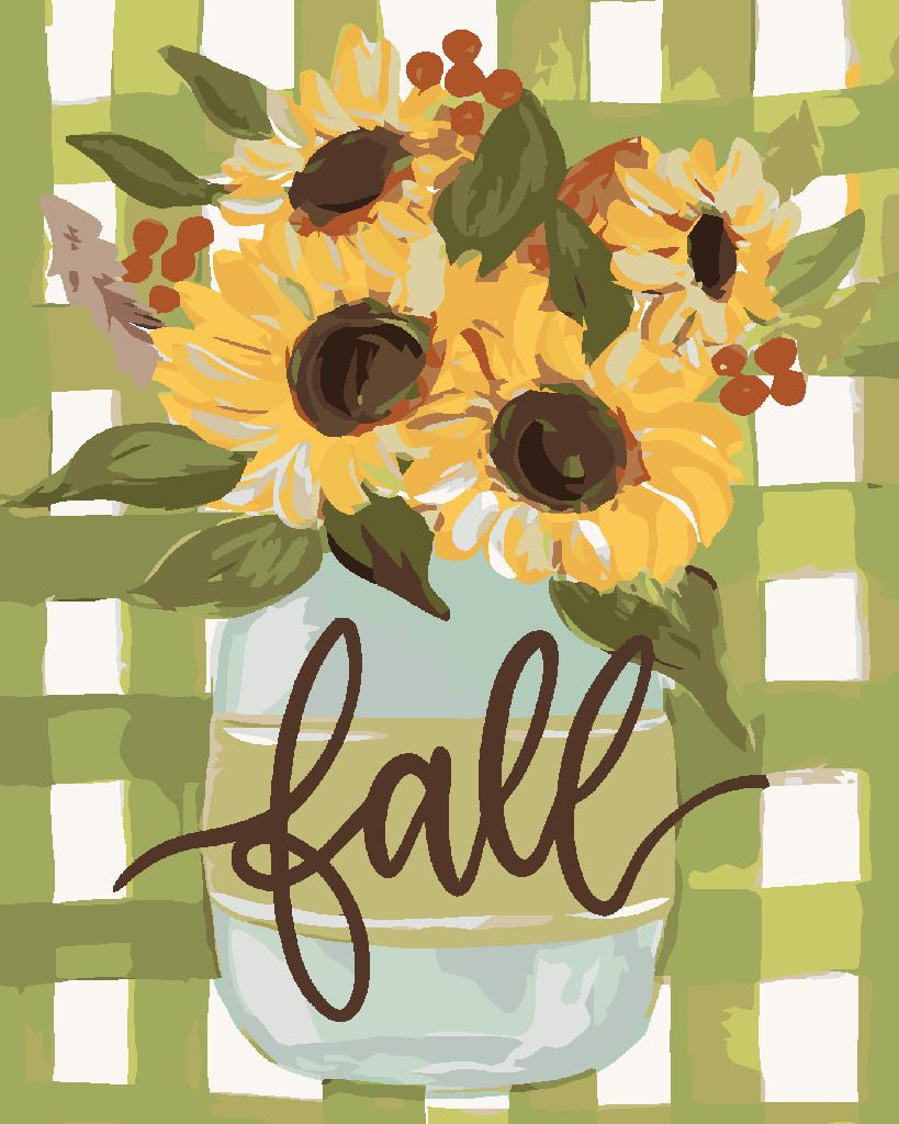 zuty Malování podle čísel - PODZIMNÍ SLUNEČNICE GINGHAM (HALEY BUSH) - Rozměr: 40x50 cm, Rámování: Varianta: vypnuté plátno na rám - obrázek 9