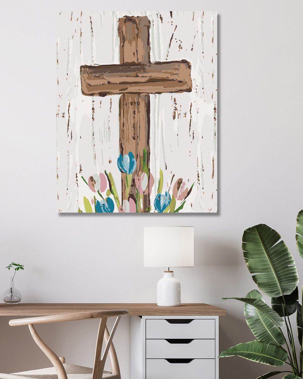 zuty Malování podle čísel - HNĚDÝ KŘÍŽ S TULIPÁNY (HALEY BUSH) - Rozměr: 40x50 cm, Rámování: Varianta: bez rámu a bez vypnutí plátna - obrázek 9