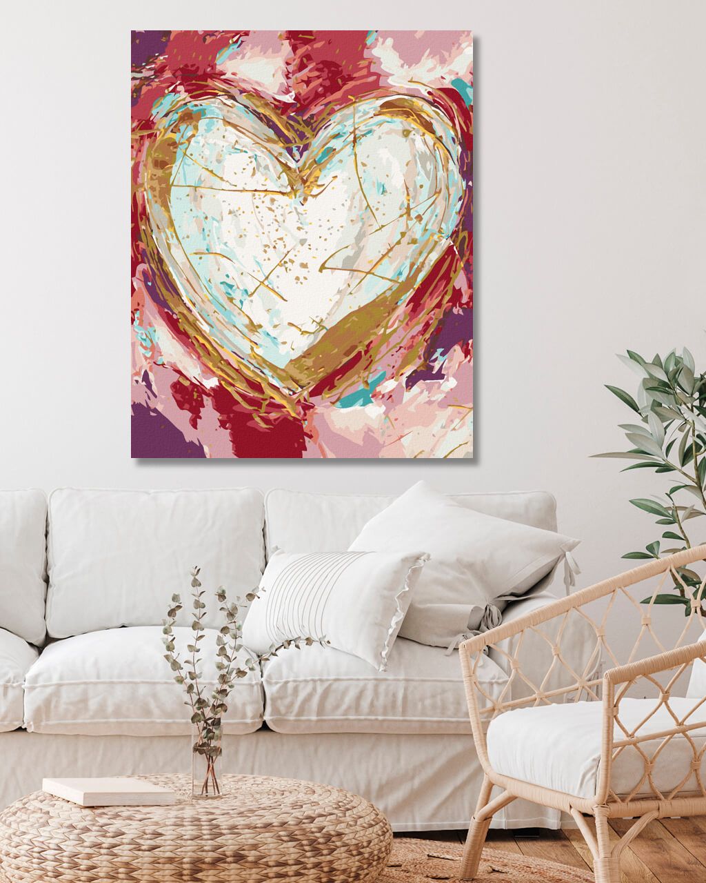 zuty Malování podle čísel - BÍLÉ SRDCE NA BAREVNÉM POZADÍ (HALEY BUSH) - Rozměr: 40x50 cm, Rámování: Varianta: vypnuté plátno na rám - obrázek 8