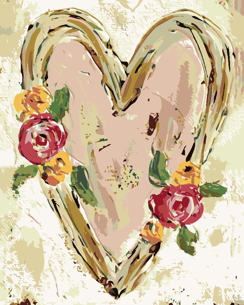 zuty Malování podle čísel - RŮŽOVÉ SRDCE S KVĚTINAMI II (HALEY BUSH) - Rozměr: 40x50 cm, Rámování: Varianta: vypnuté plátno na rám - obrázek 6