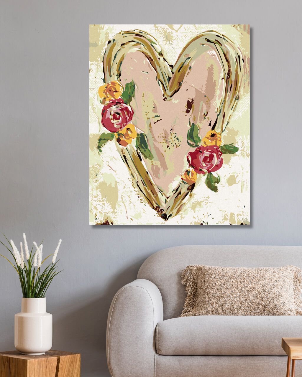 zuty Malování podle čísel - RŮŽOVÉ SRDCE S KVĚTINAMI II (HALEY BUSH) - Rozměr: 40x50 cm, Rámování: Varianta: vypnuté plátno na rám - obrázek 10