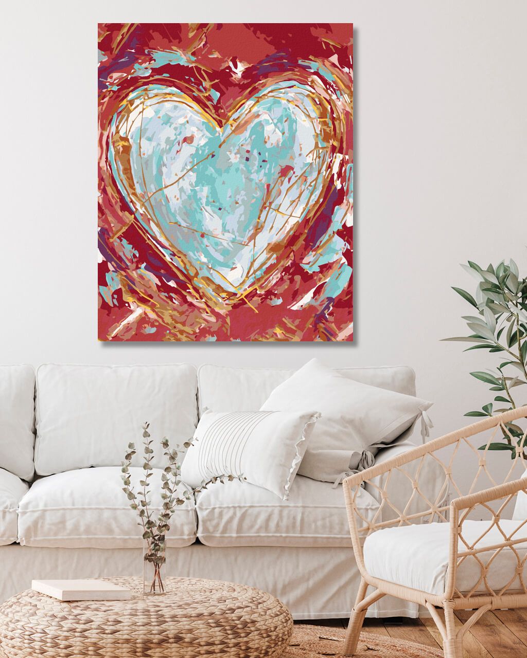 zuty Malování podle čísel - ZELENÉ SRDCE NA ČERVENÉM POZADÍ (HALEY BUSH) - Rozměr: 40x50 cm, Rámování: Varianta: bez rámu a bez vypnutí plátna - obrázek 7