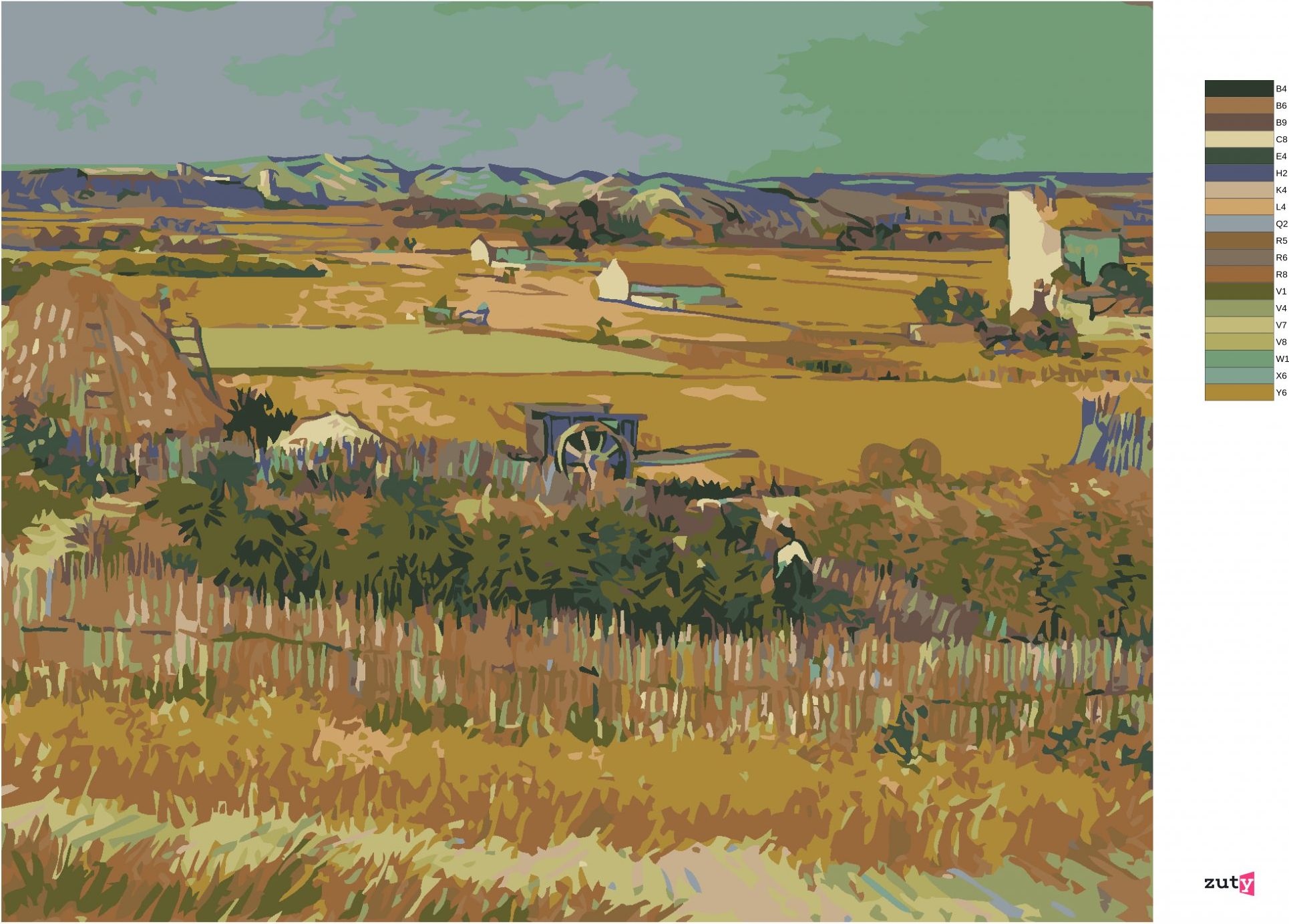 zuty Malování podle čísel - SKLIZEŇ (VINCENT VAN GOGH) - Rozměr: 40x50 cm, Rámování: Varianta: vypnuté plátno na rám - obrázek 8