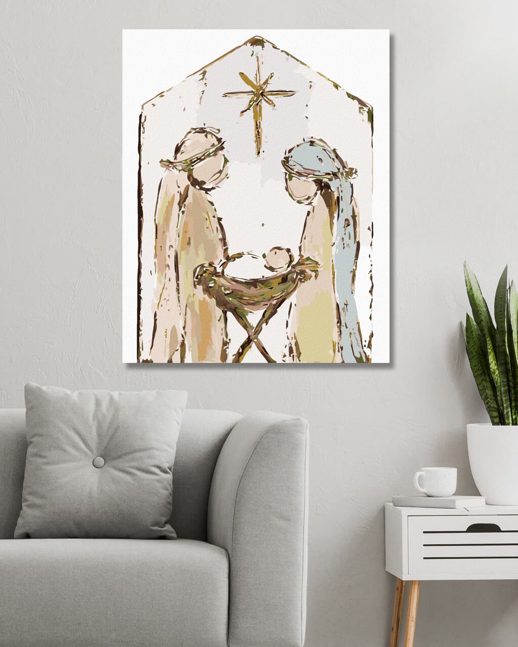 zuty Malování podle čísel - BETLÉM MARIE, JOSEF A JEŽÍŠEK (HALEY BUSH) - Rozměr: 40x50 cm, Rámování: Varianta: vypnuté plátno na rám - obrázek 10