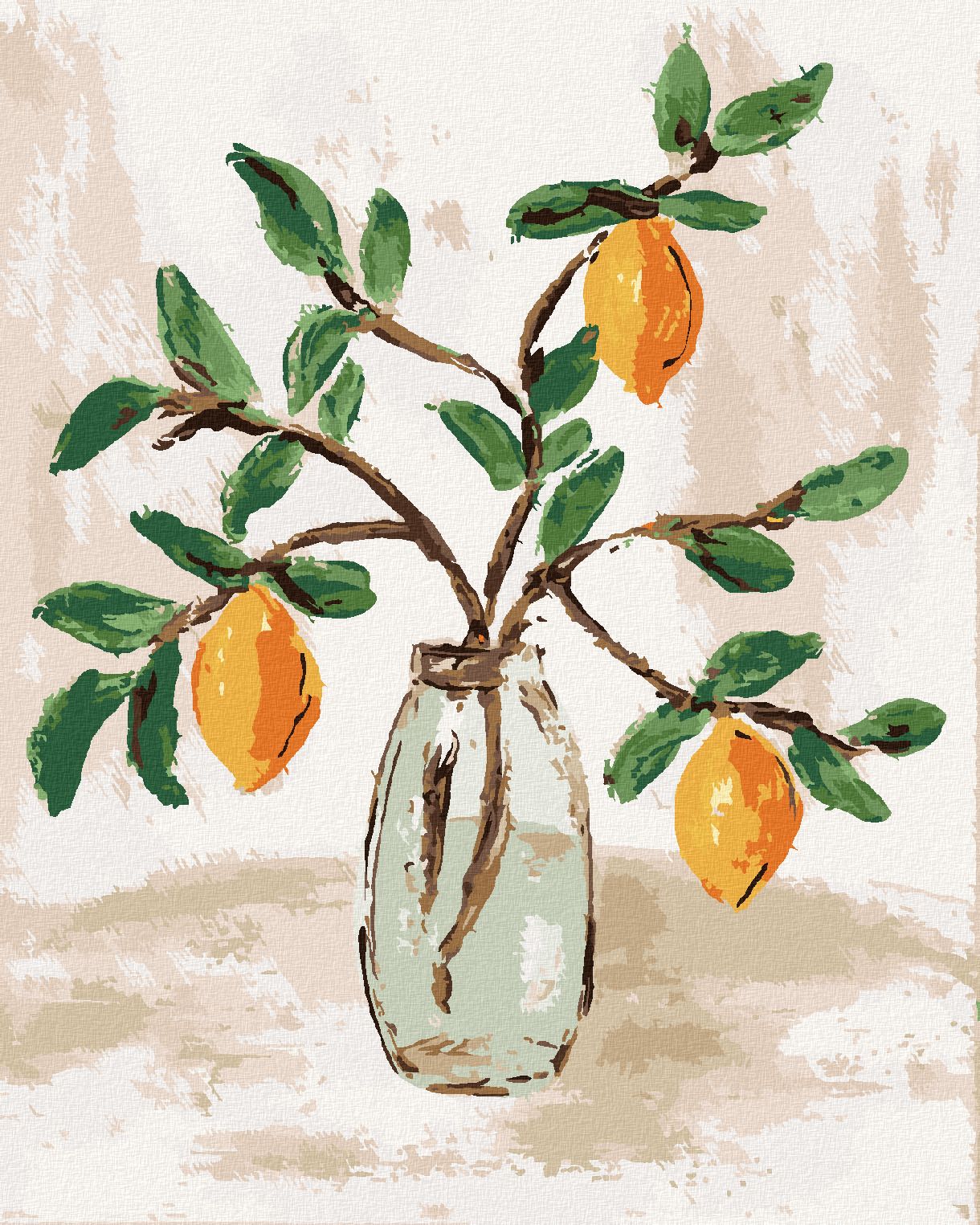 zuty Malování podle čísel - CITRÓNY VE VÁZE 4 (HALEY BUSH) - Rozměr: 40x50 cm, Rámování: Varianta: bez rámu a bez vypnutí plátna - obrázek 1