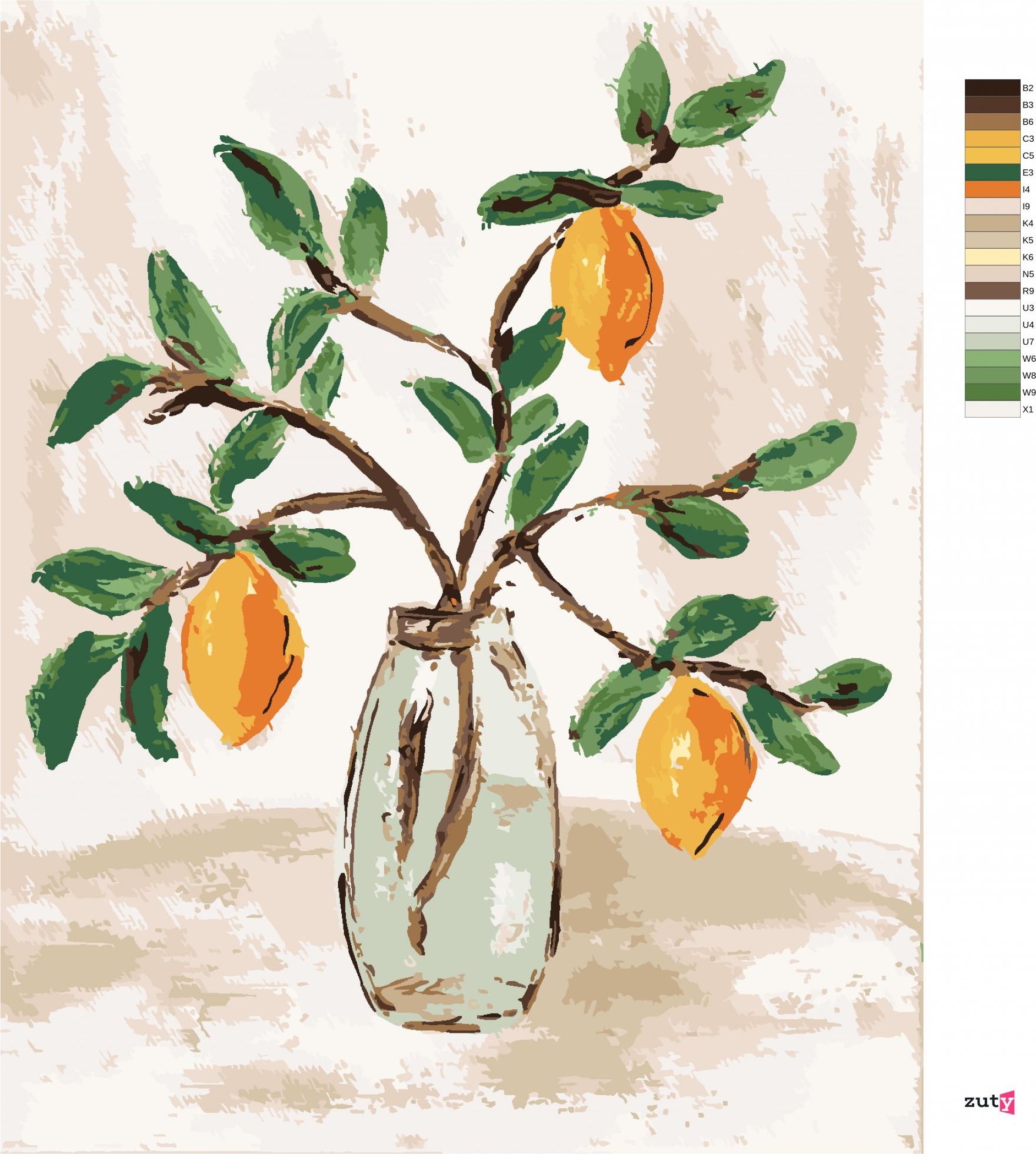 zuty Malování podle čísel - CITRÓNY VE VÁZE 4 (HALEY BUSH) - Rozměr: 40x50 cm, Rámování: Varianta: bez rámu a bez vypnutí plátna - obrázek 5